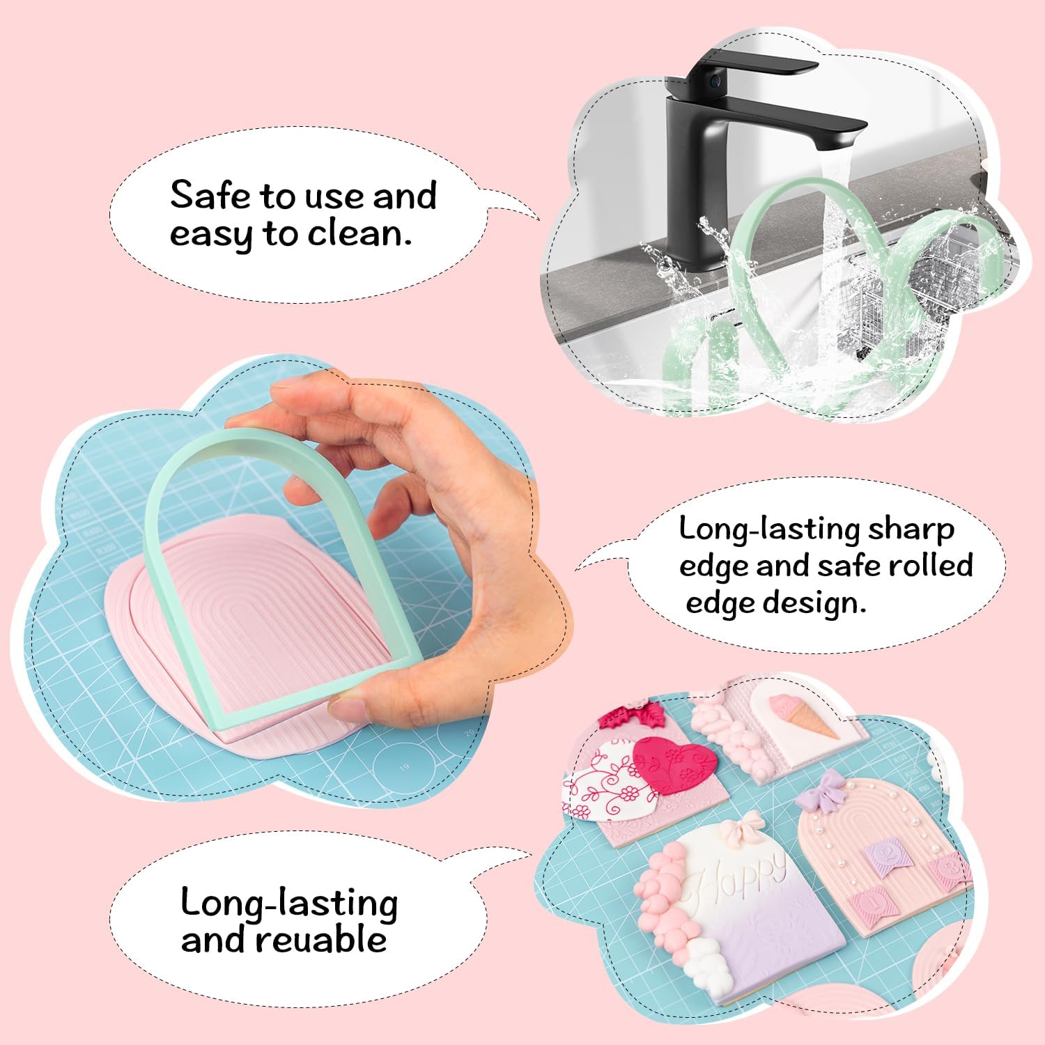 KALAIEN 8-Piece Arch Cookie Cutter Set