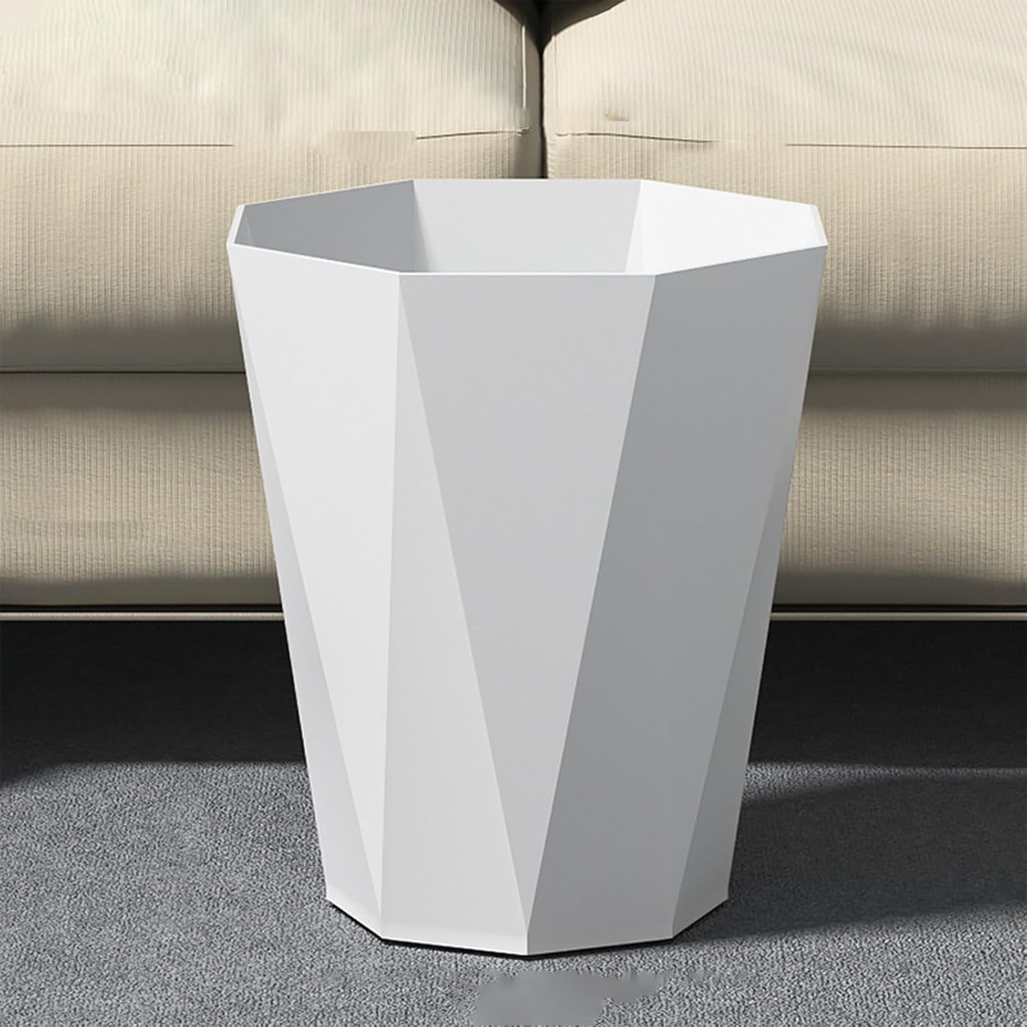 Compact Plastic Trash Can with Press Ring for Small Spaces