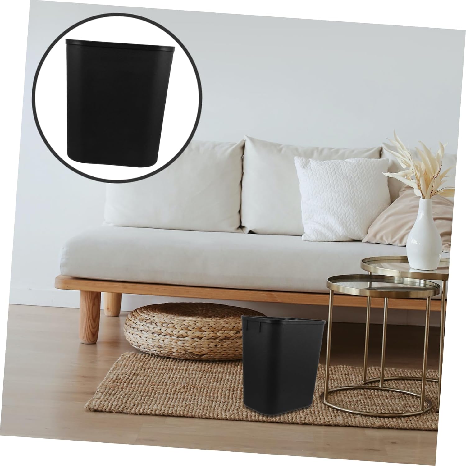 Alipis 13 Gallon Black Trash Can Bathroom Kitchen Waste Bin