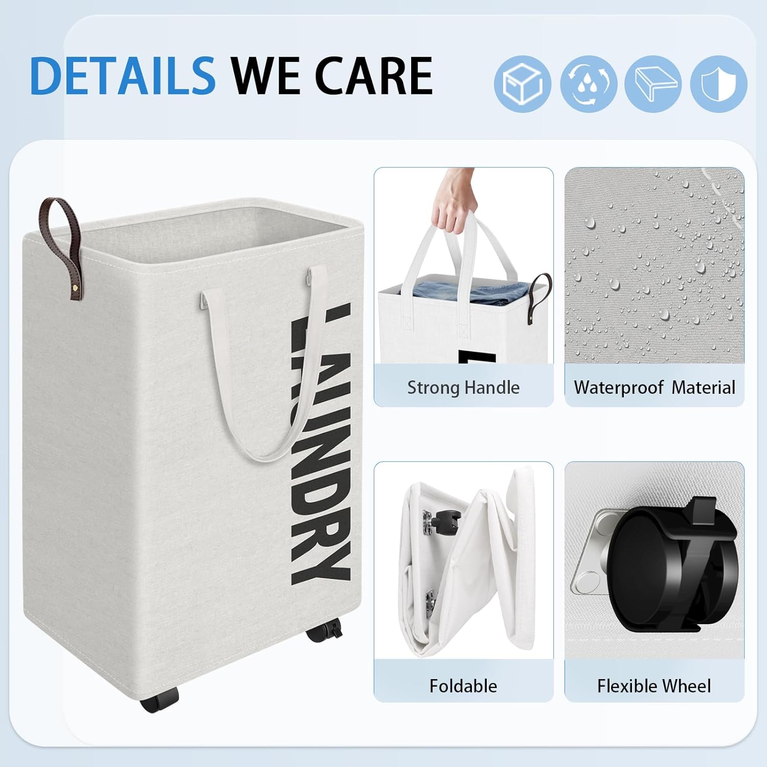 HomeHacks 75L Rolling Laundry Basket with Wheels 1
