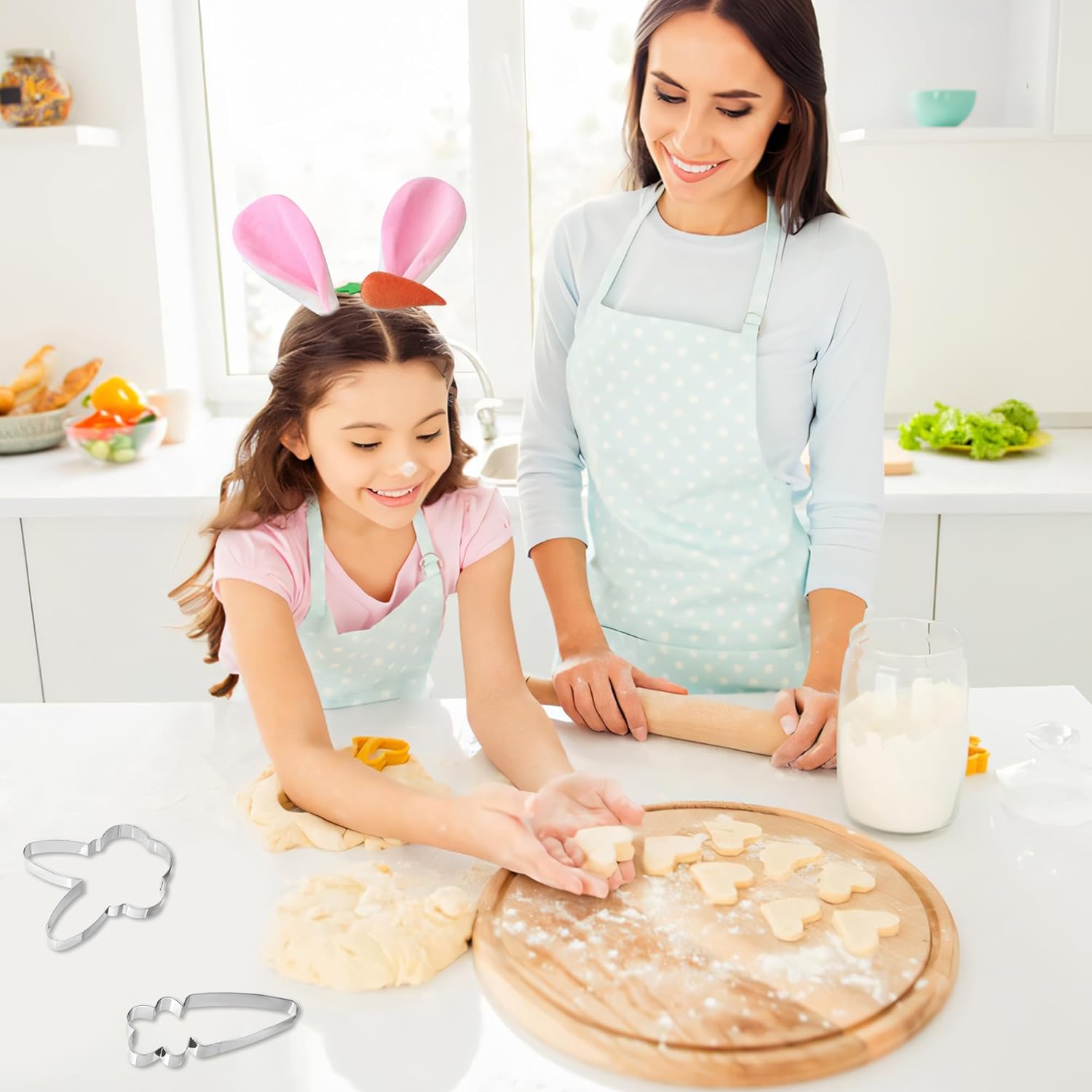 2pcs Extra Large Easter Cookie Cutters with Bunny and Carrot Shapes