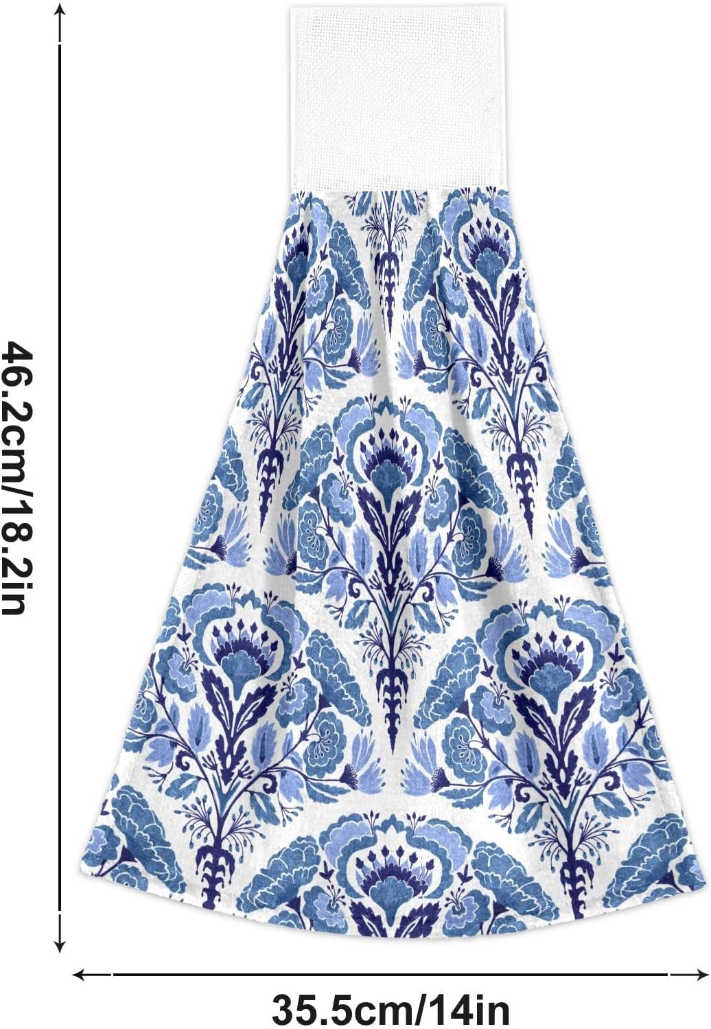 OTVEE Blue Floral Hanging Kitchen Towels 2 Pieces