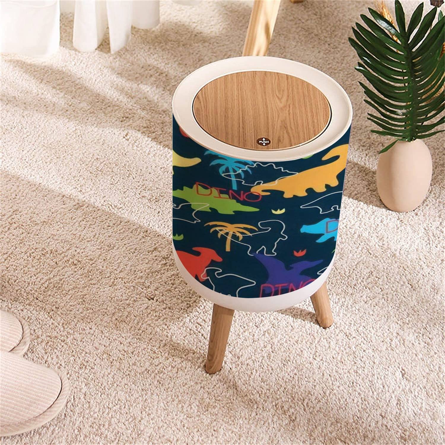 KCDCYCZEAL Small Trash Can with Dinosaur Lid 7L