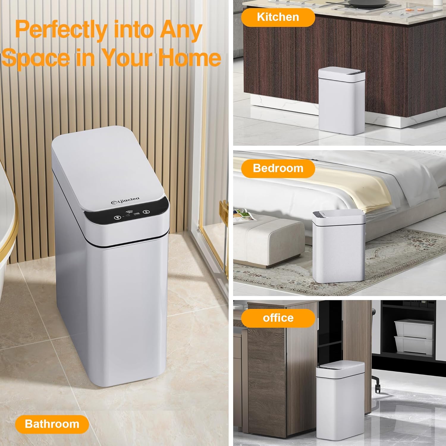 LJIACLEA Touchless Bathroom Trash Can 26 Gallon with Lid