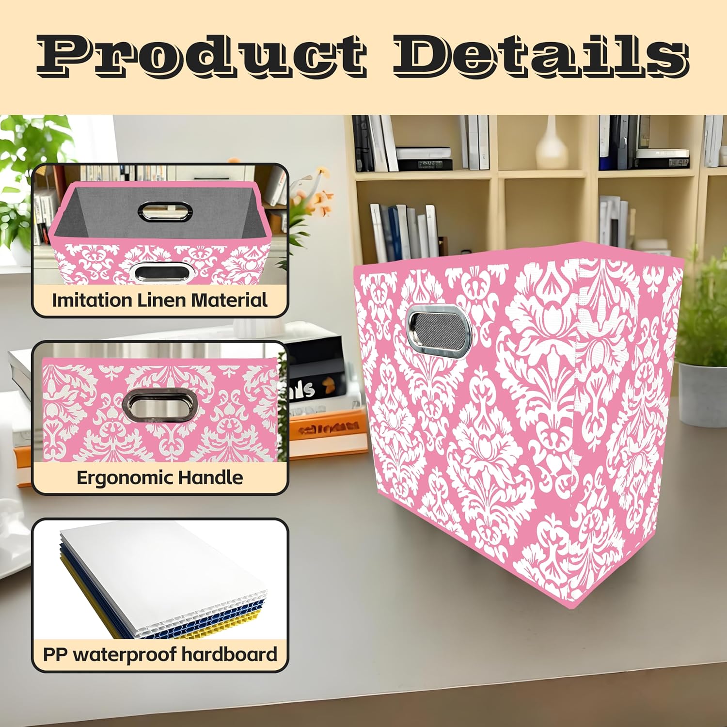 Fabric Waste Basket with Handle Waterproof and Retractable Design