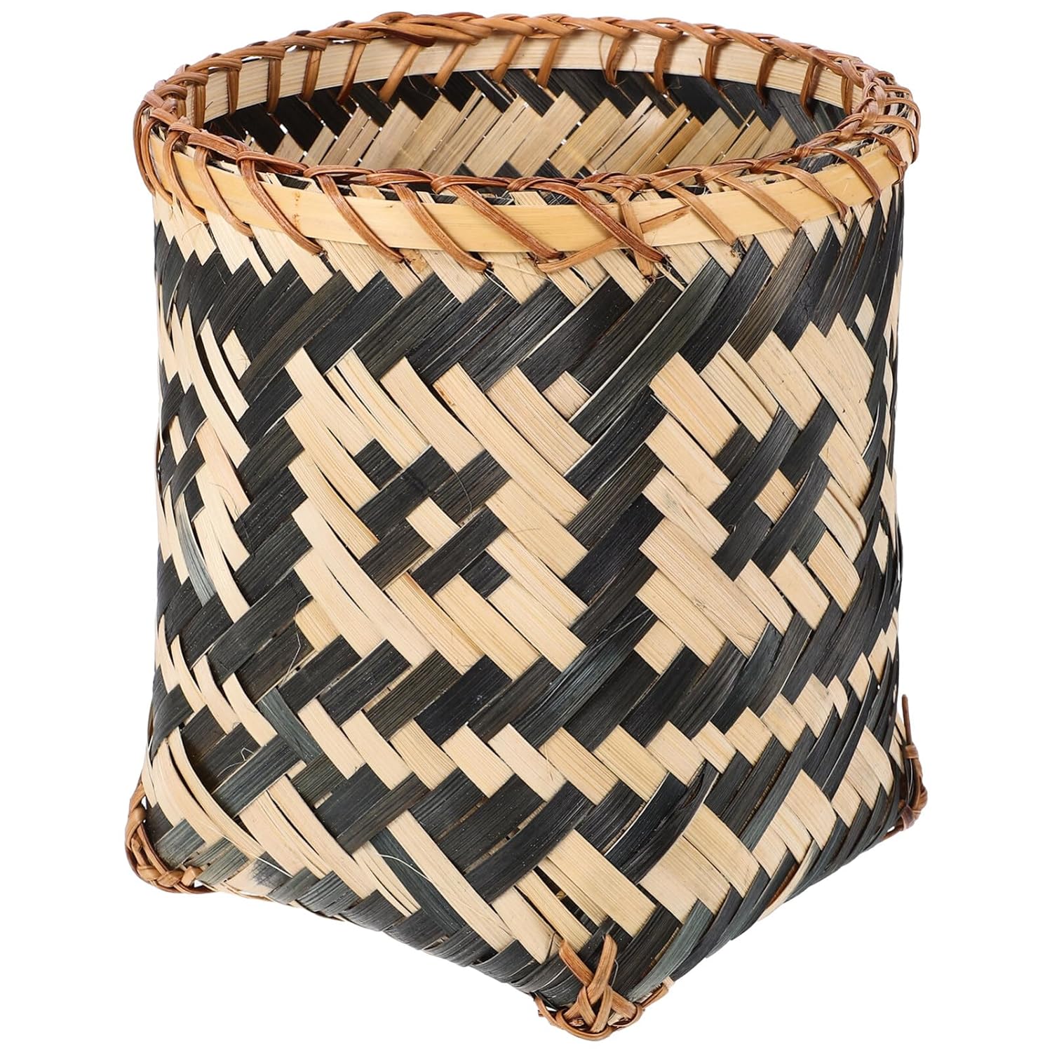 MAGICLULU 8 Inch Bamboo Wicker Trash Can Boho Decor