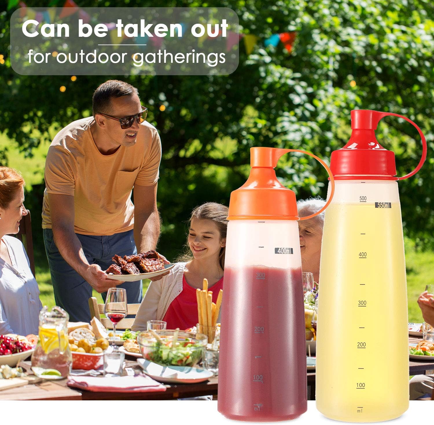 Ondiomn 300ml Clear Squeeze Bottles for Condiments and Baking