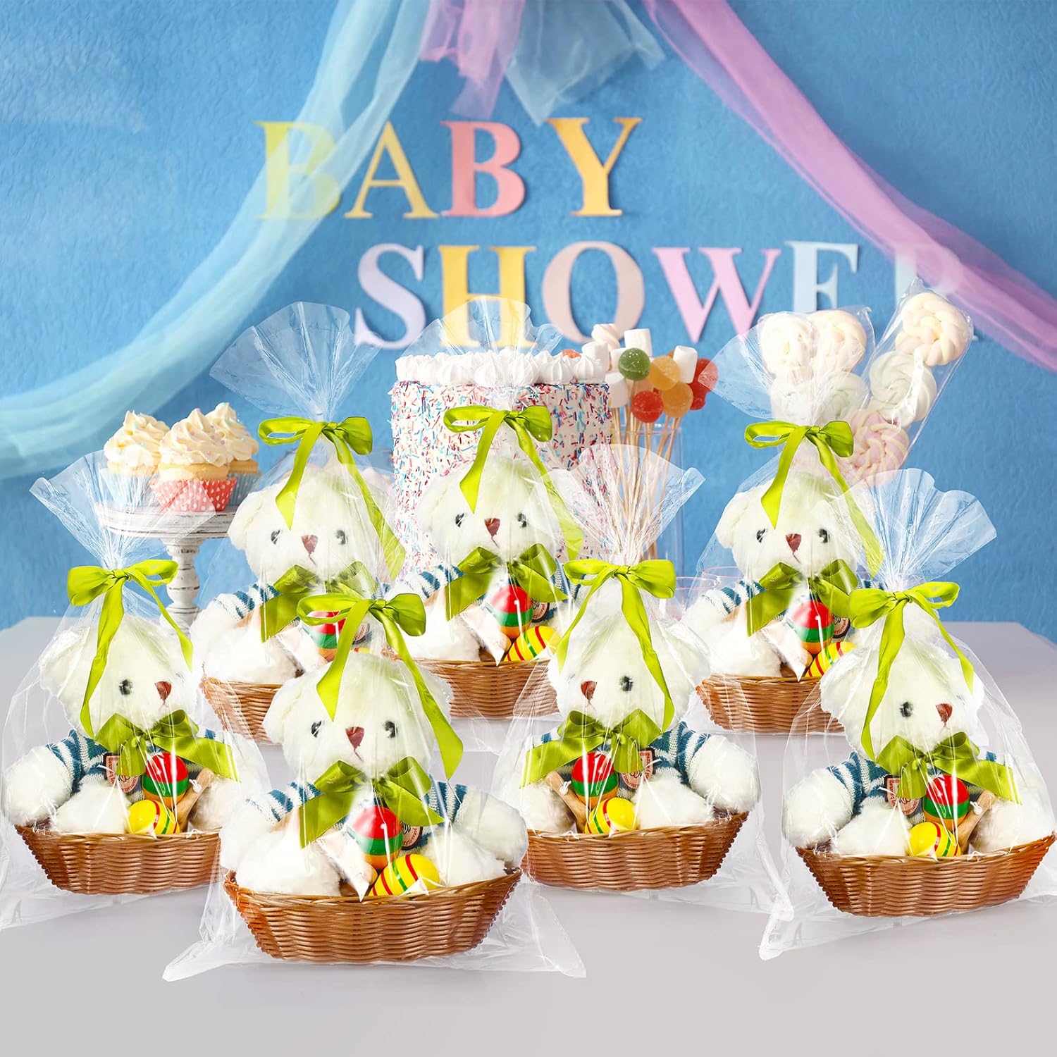 36 Piece Plastic Wicker Bread Serving Basket Set