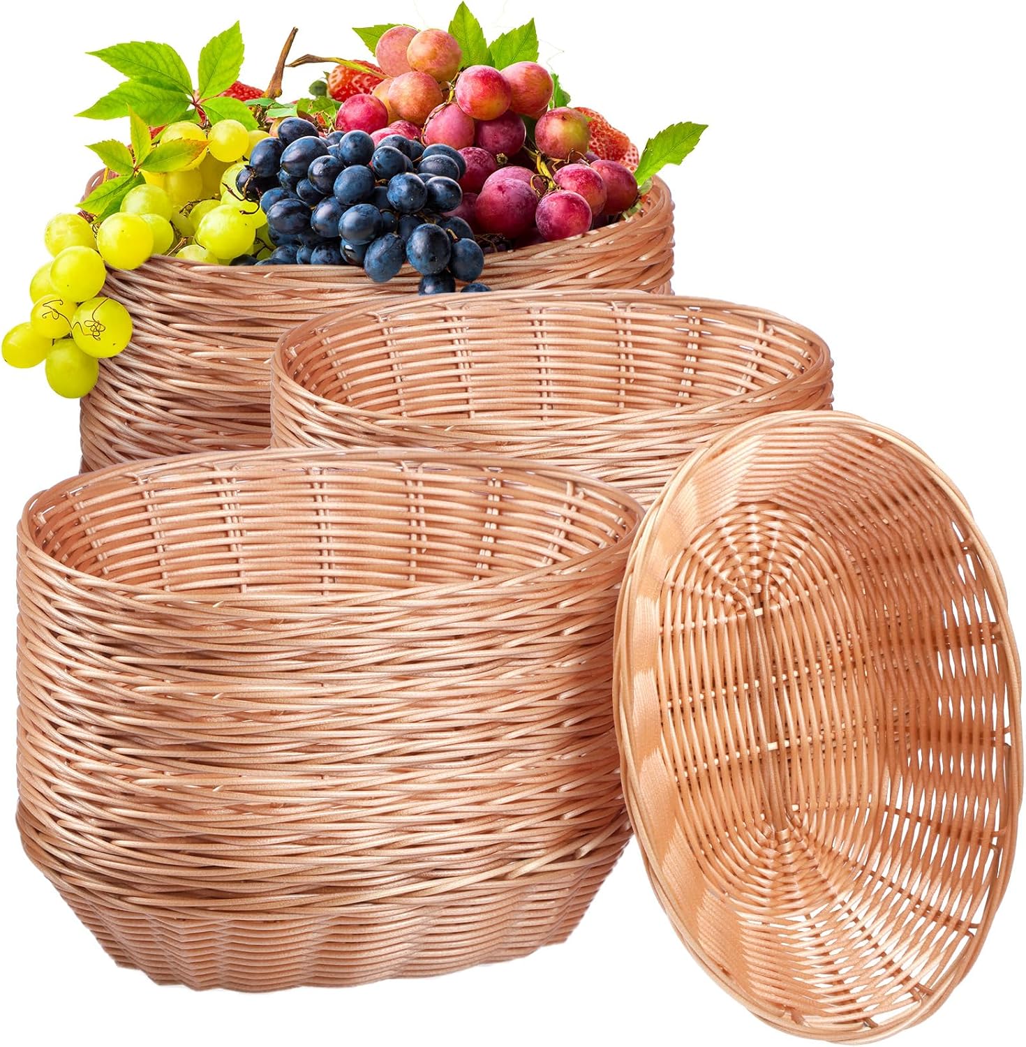 36 Piece Plastic Wicker Bread Serving Basket Set