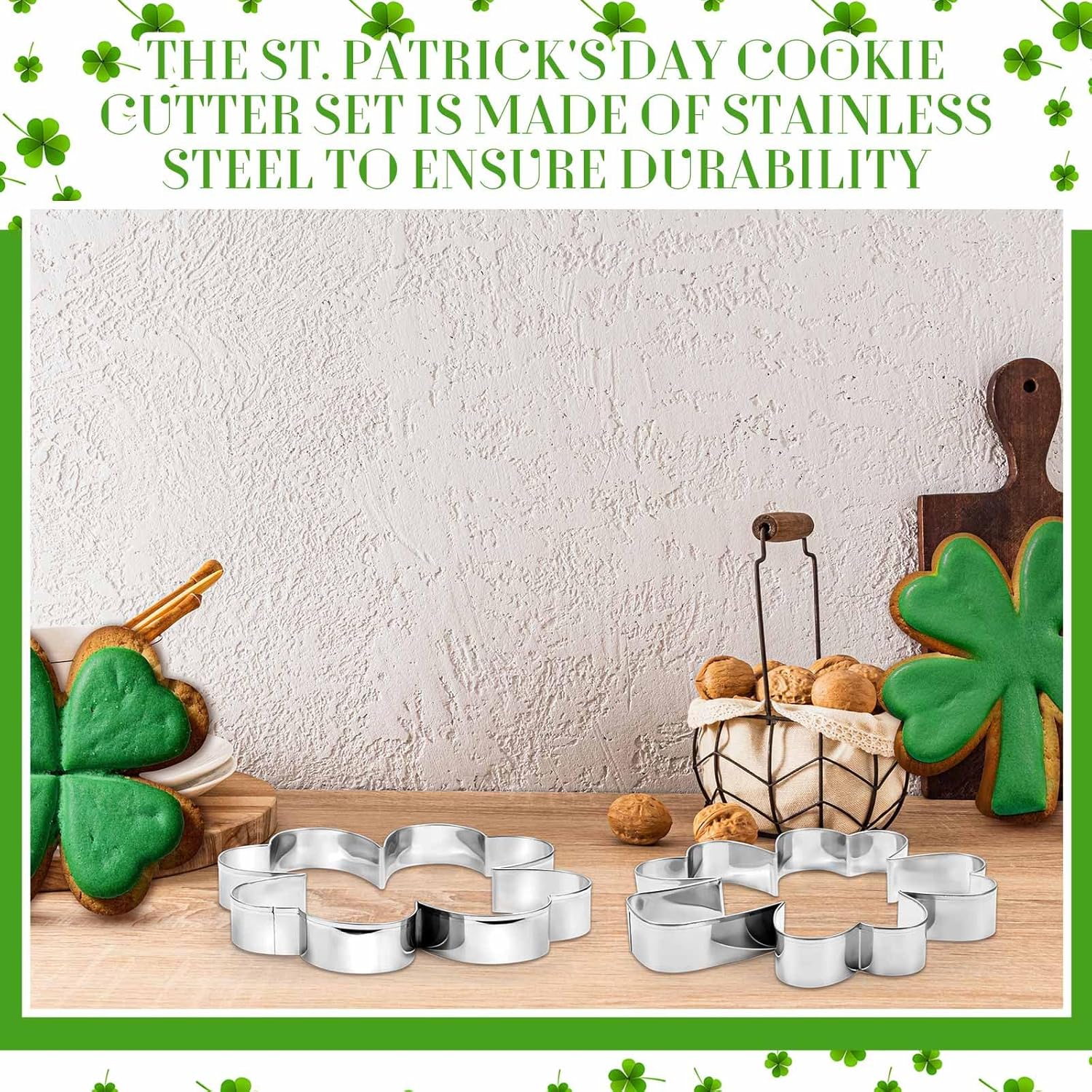 Teenyyou 2 Pcs Extra Large St Patricks Day Cookie Cutters