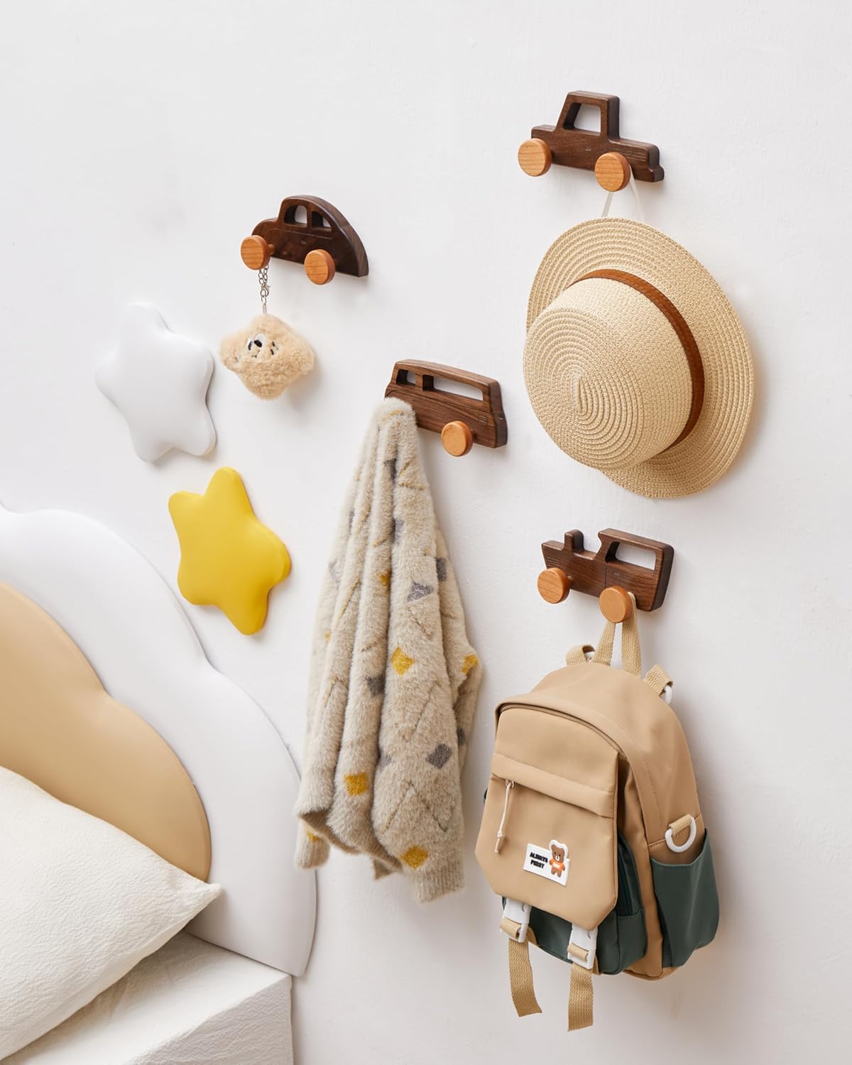 Vinoil Kids Car-Shaped Coat Hooks 4 Pack
