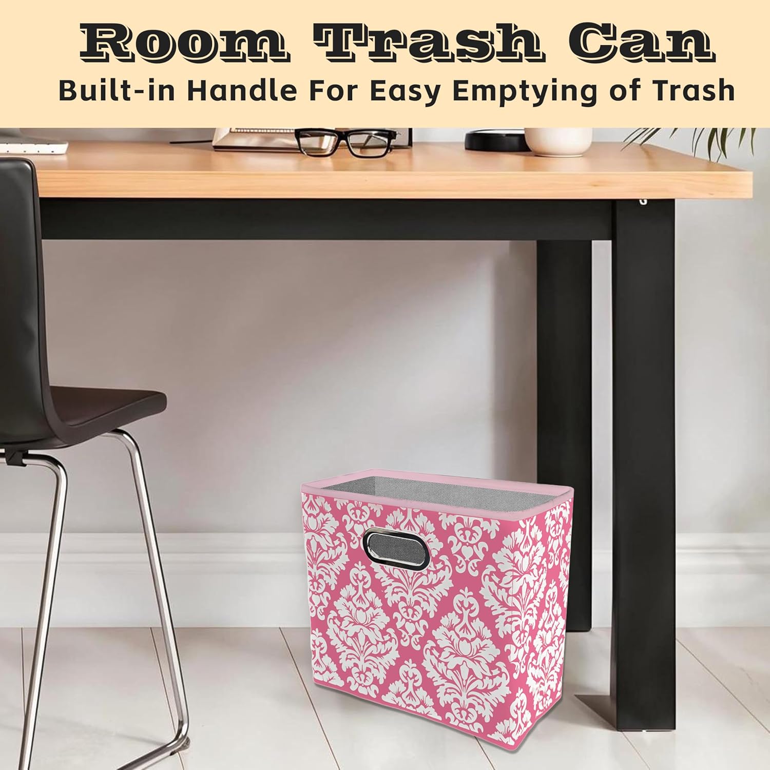 Fabric Waste Basket with Handle Waterproof and Retractable Design