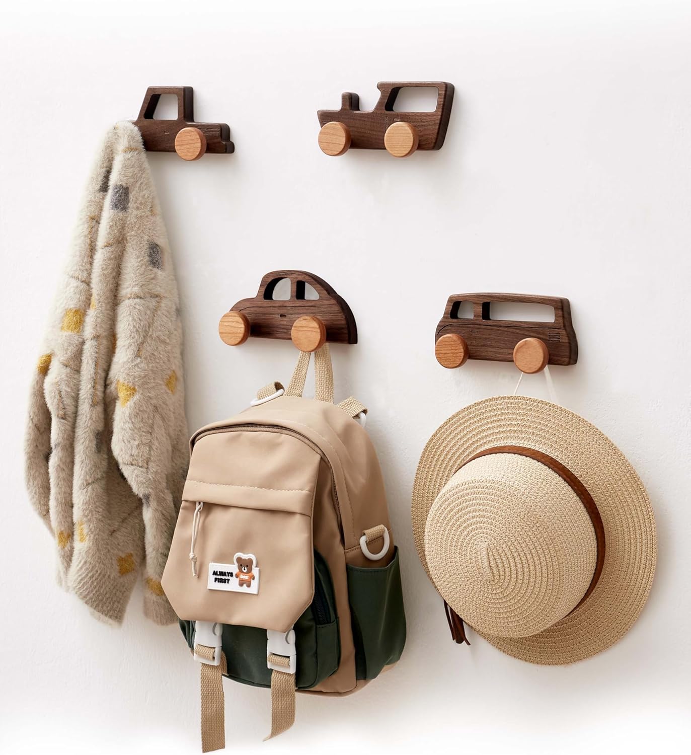 Vinoil Kids Car-Shaped Coat Hooks 4 Pack