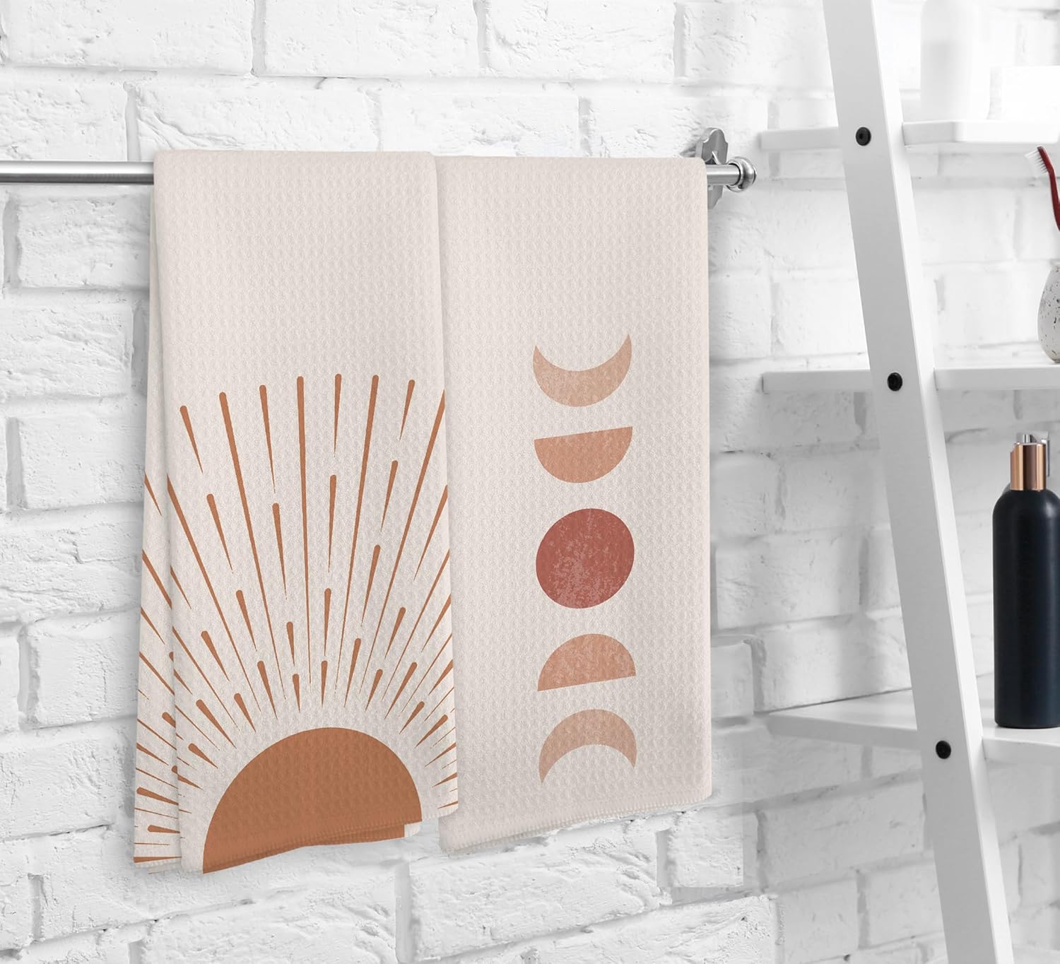 Boho Black Sun Sunrise Kitchen Towel Set of 2