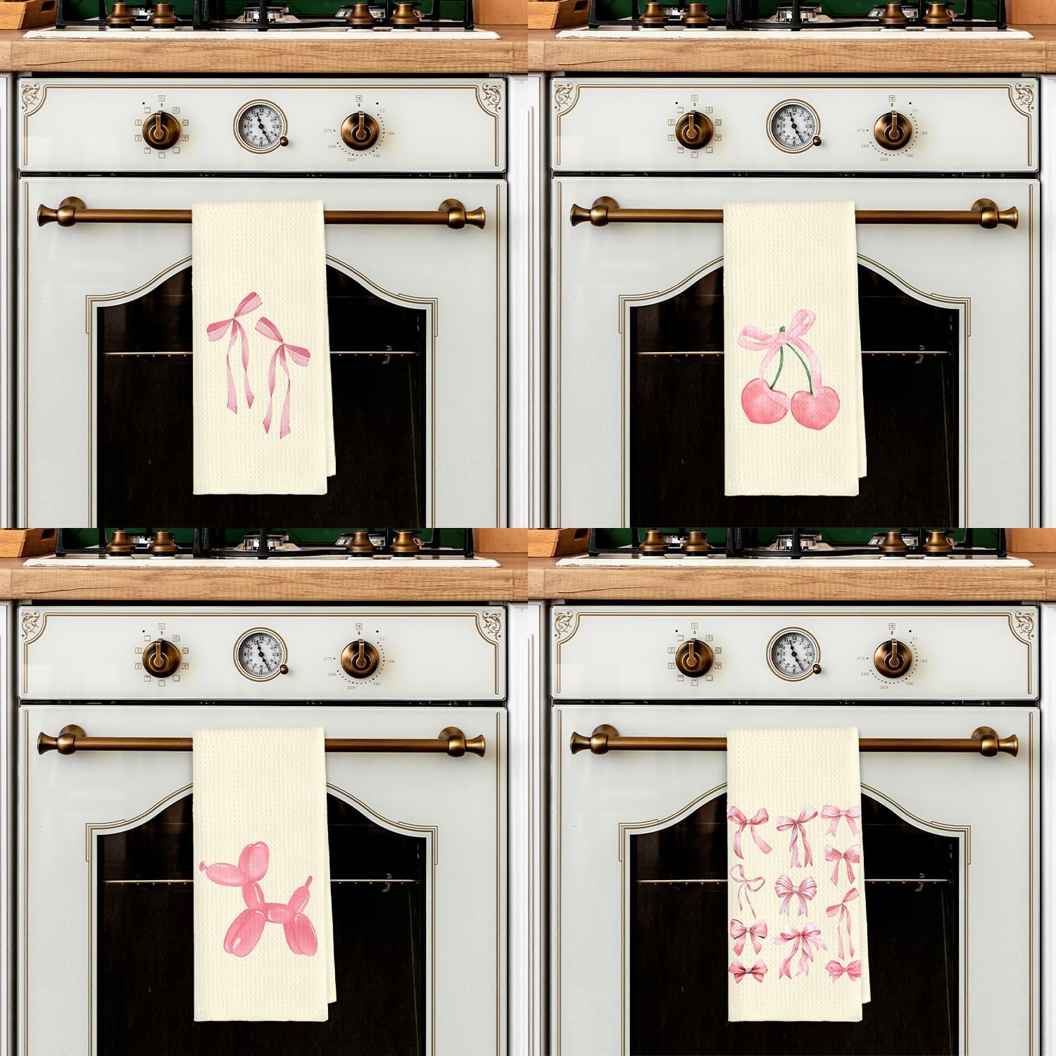 ETYZE Pink Cherry Bow Hand Towels Set of 4