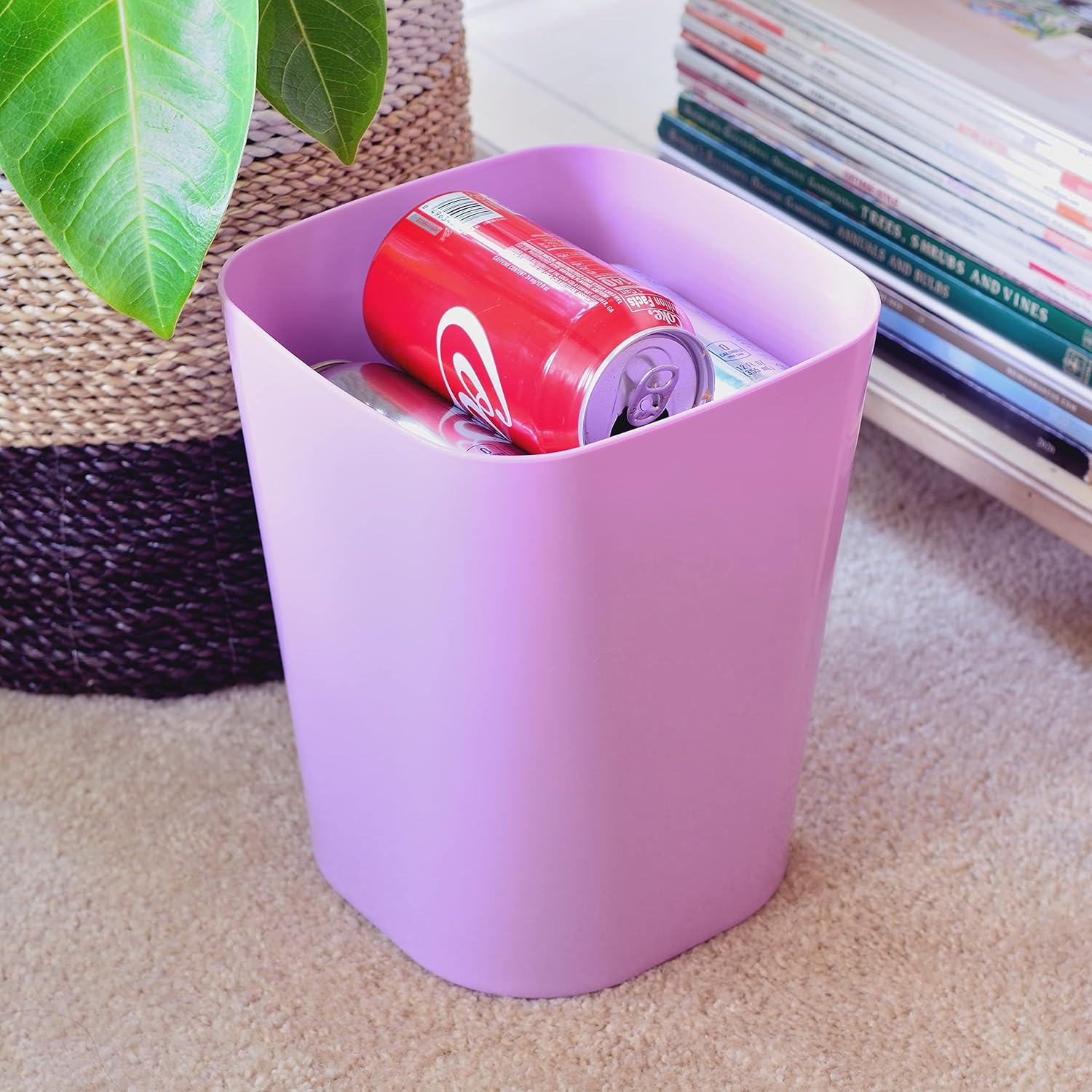 Youngever 2 Pack Square Trash Can 15 Gallon Purple
