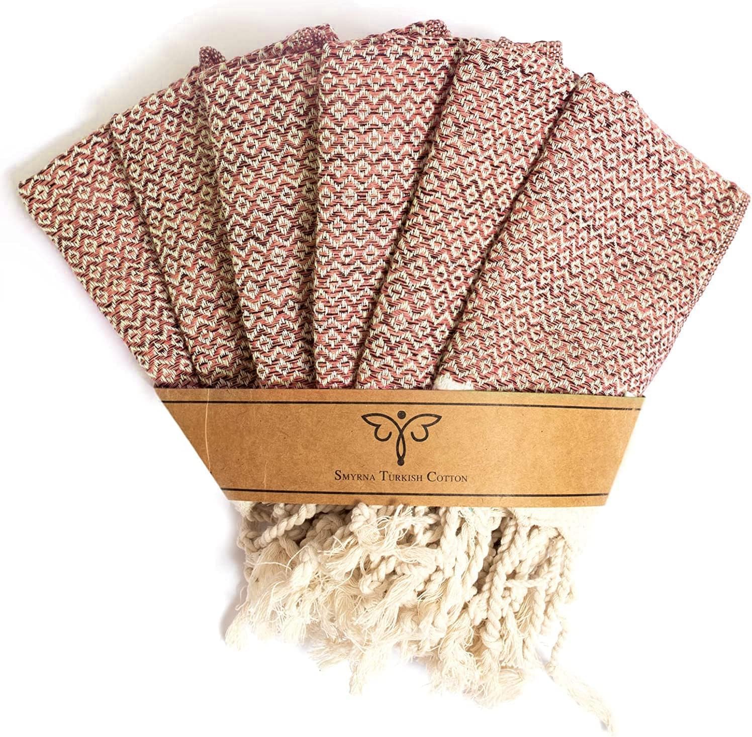 SMYRNA TURKISH COTTON Dish Towels Pack of 6 12x12 Inch