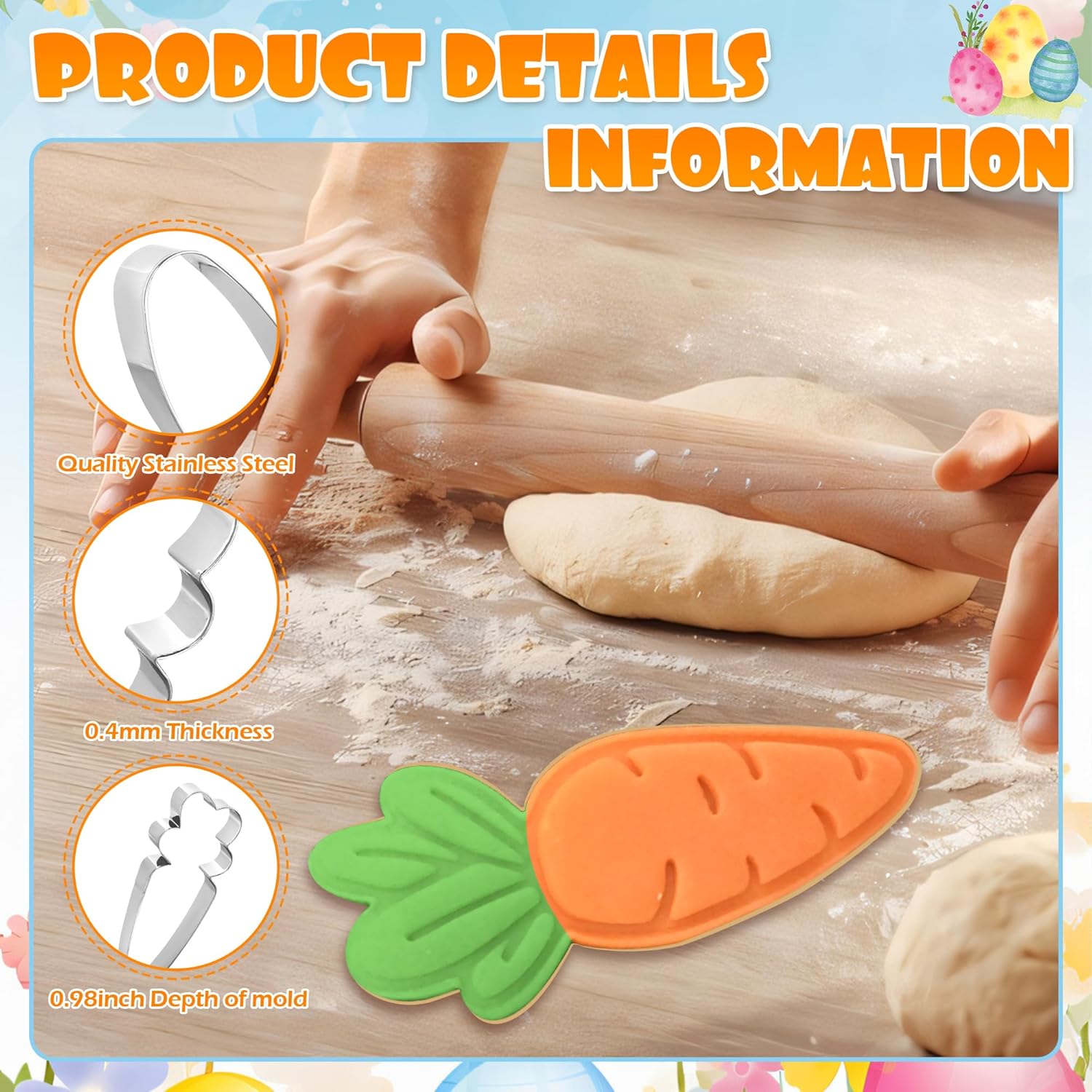 2pcs Extra Large Easter Cookie Cutters with Bunny and Carrot Shapes