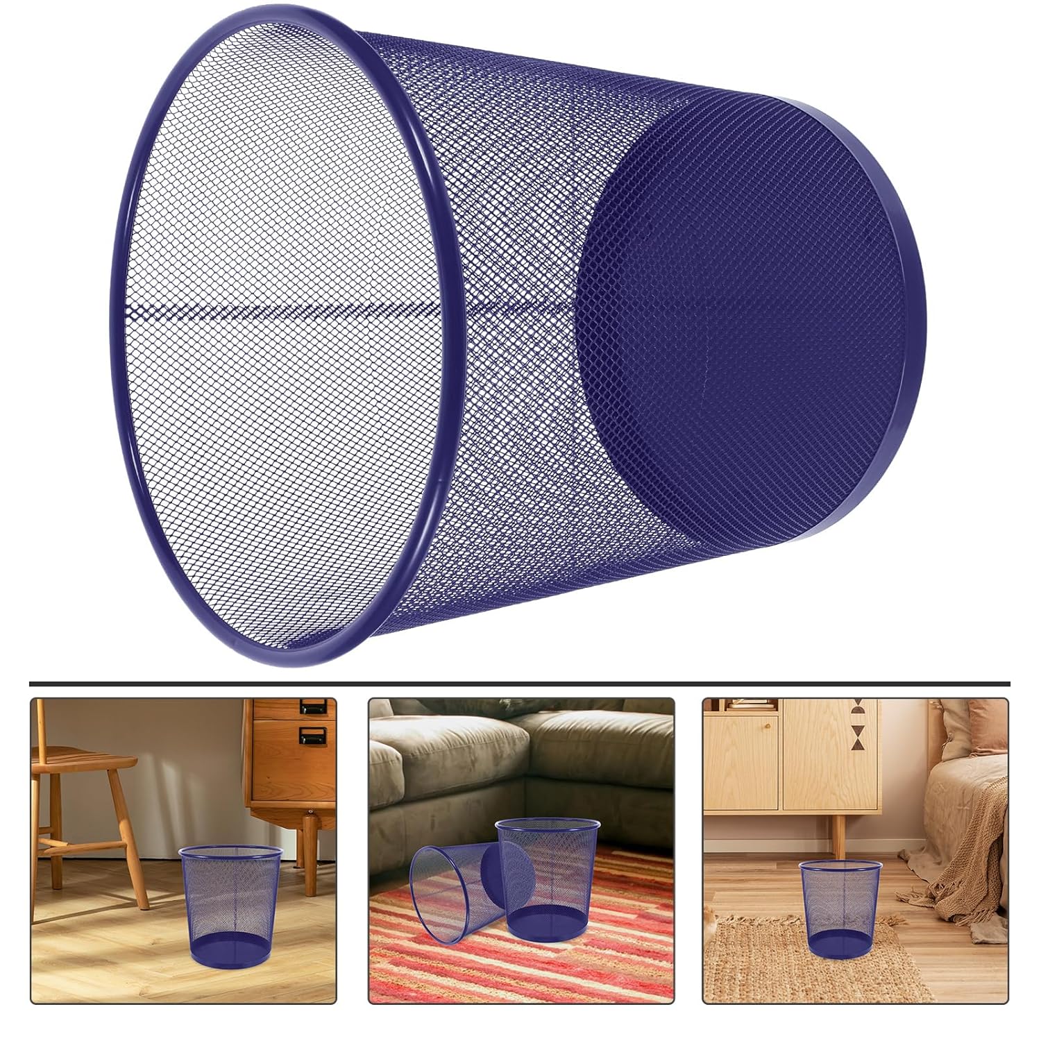 PRETYZOOM 3 Gallon Mesh Trash Can Open Top Waste Basket