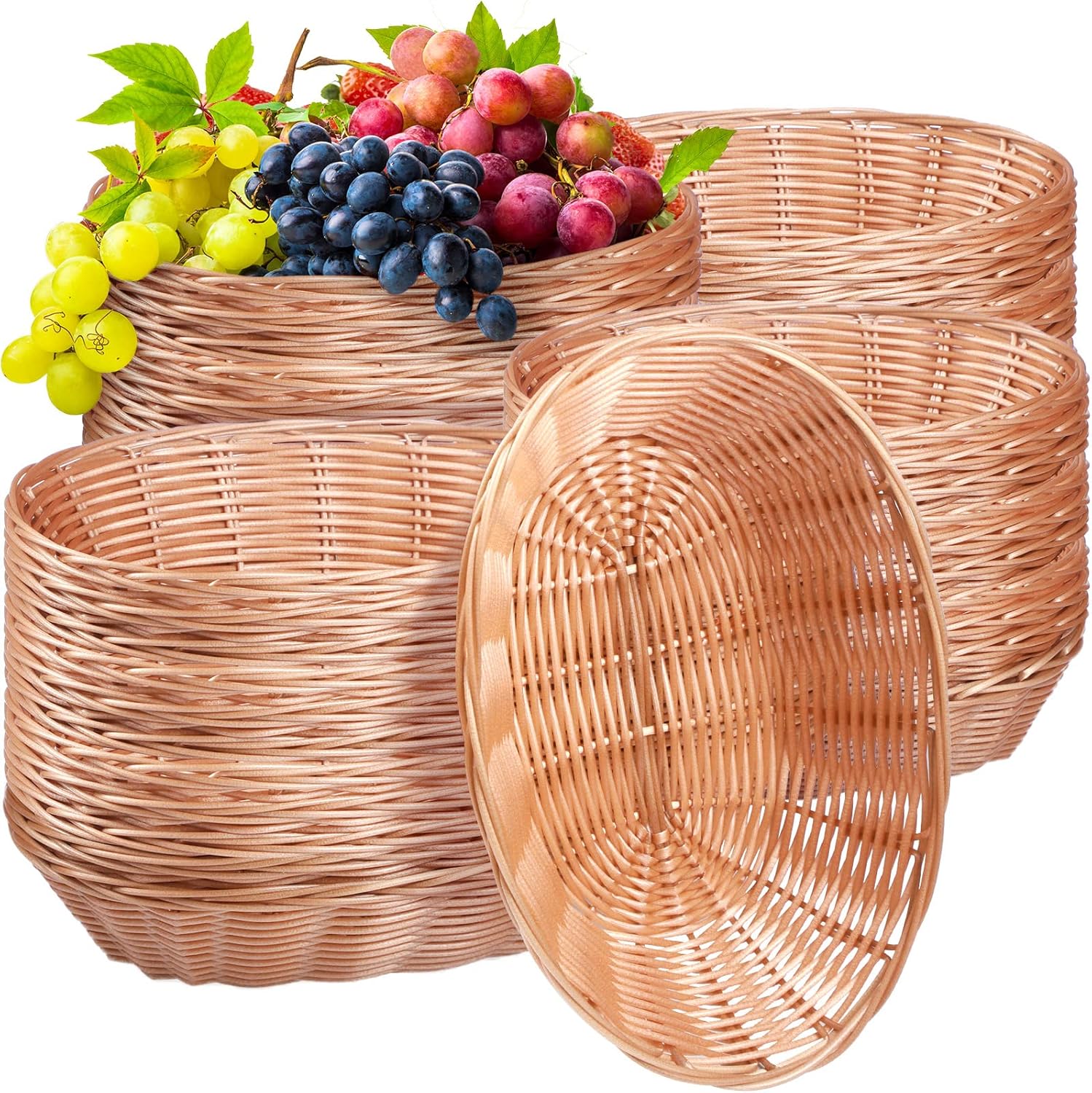 36 Piece Plastic Wicker Bread Serving Basket Set