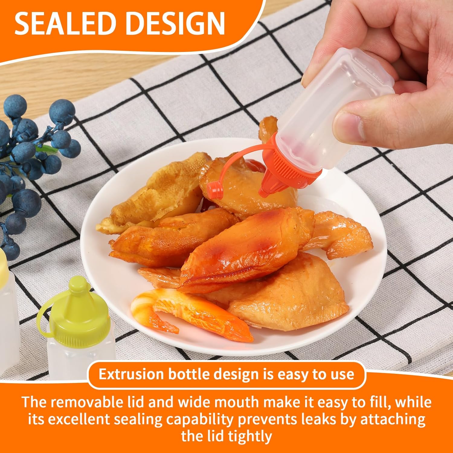 16pcs Colorful Condiment Squeeze Bottles with Lids