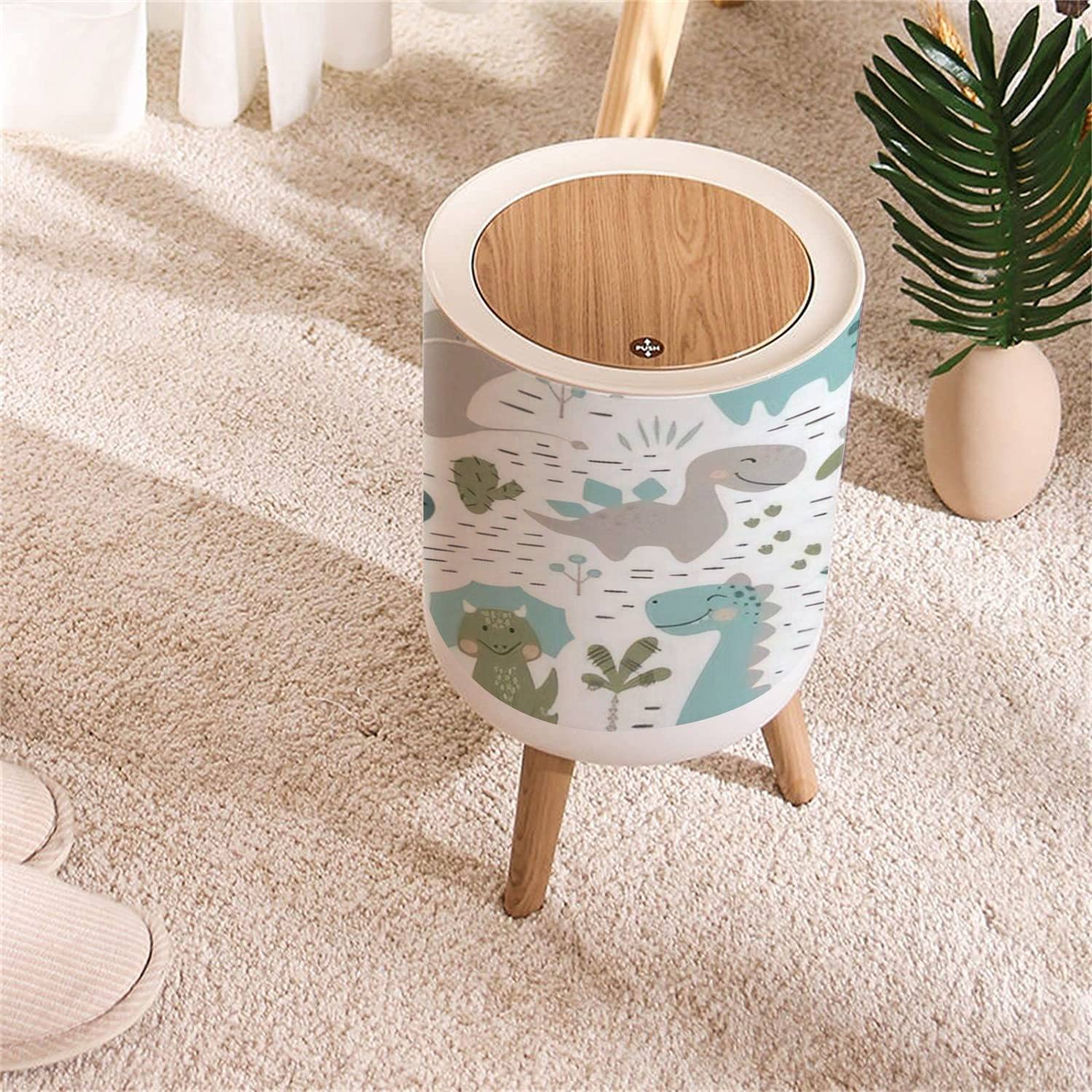 Small Dinosaur Trash Can with Lid 7L