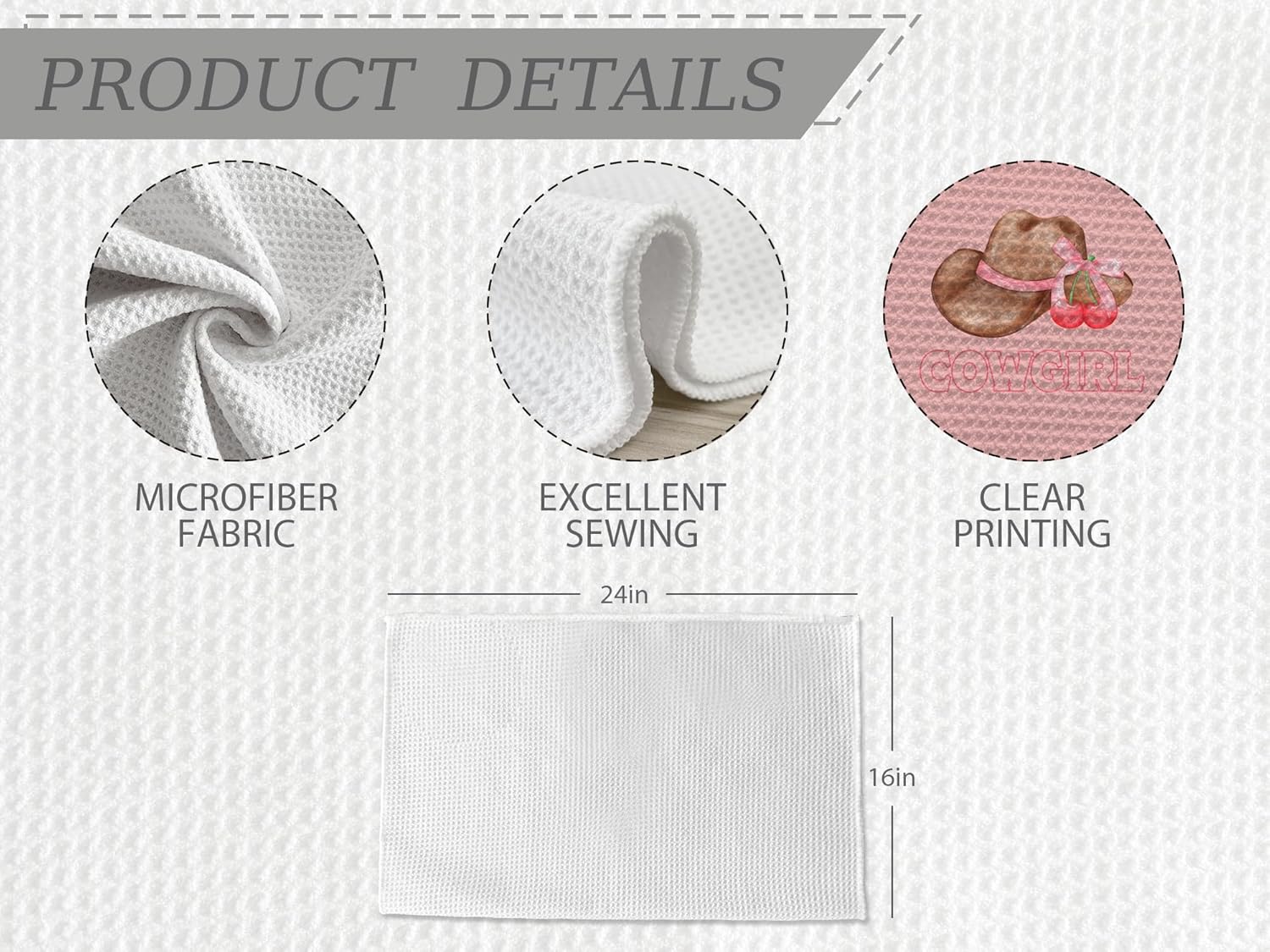 Pink Bow Preppy Kitchen Towels Set of 4