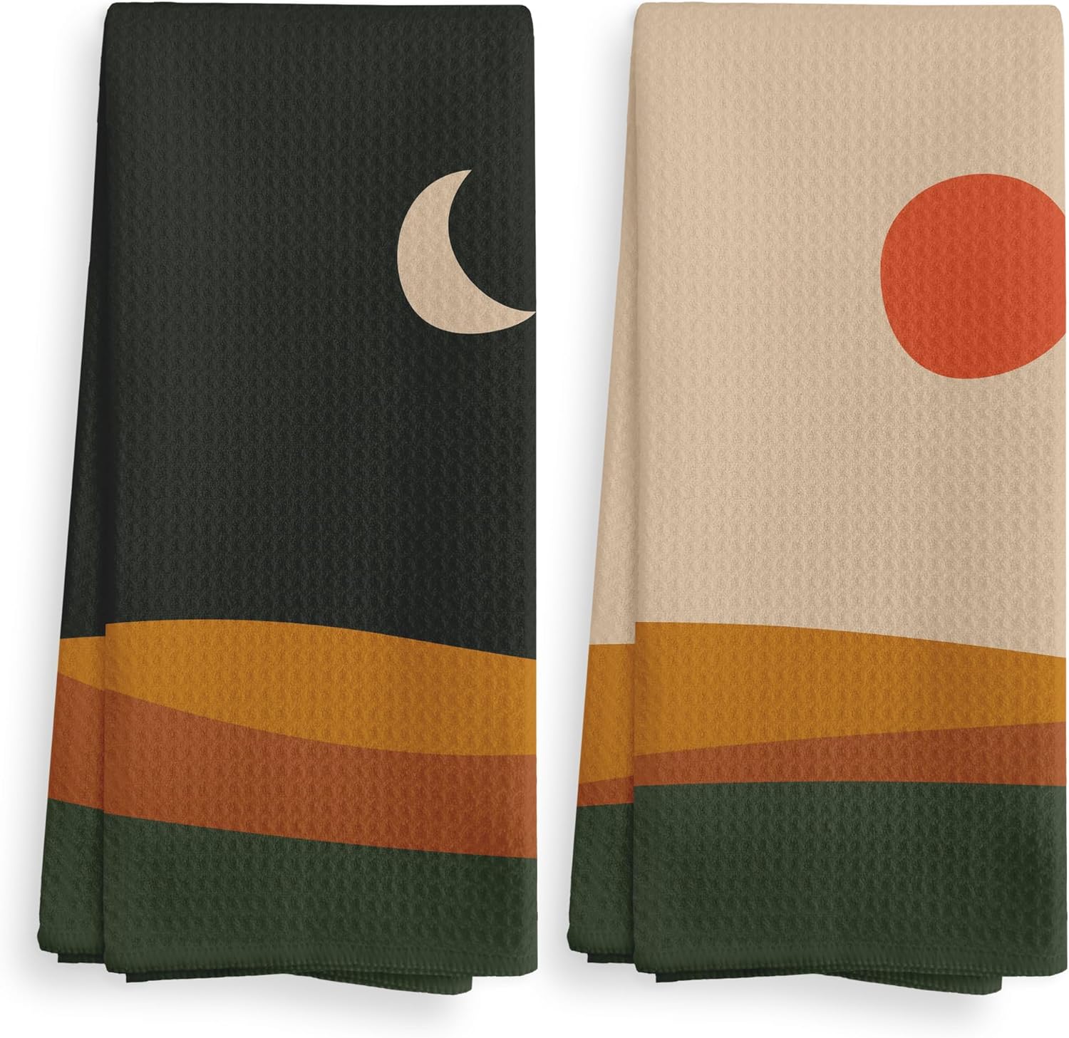 NOQL Abstract Boho Sun Moon Lake Kitchen Towel Set of 2