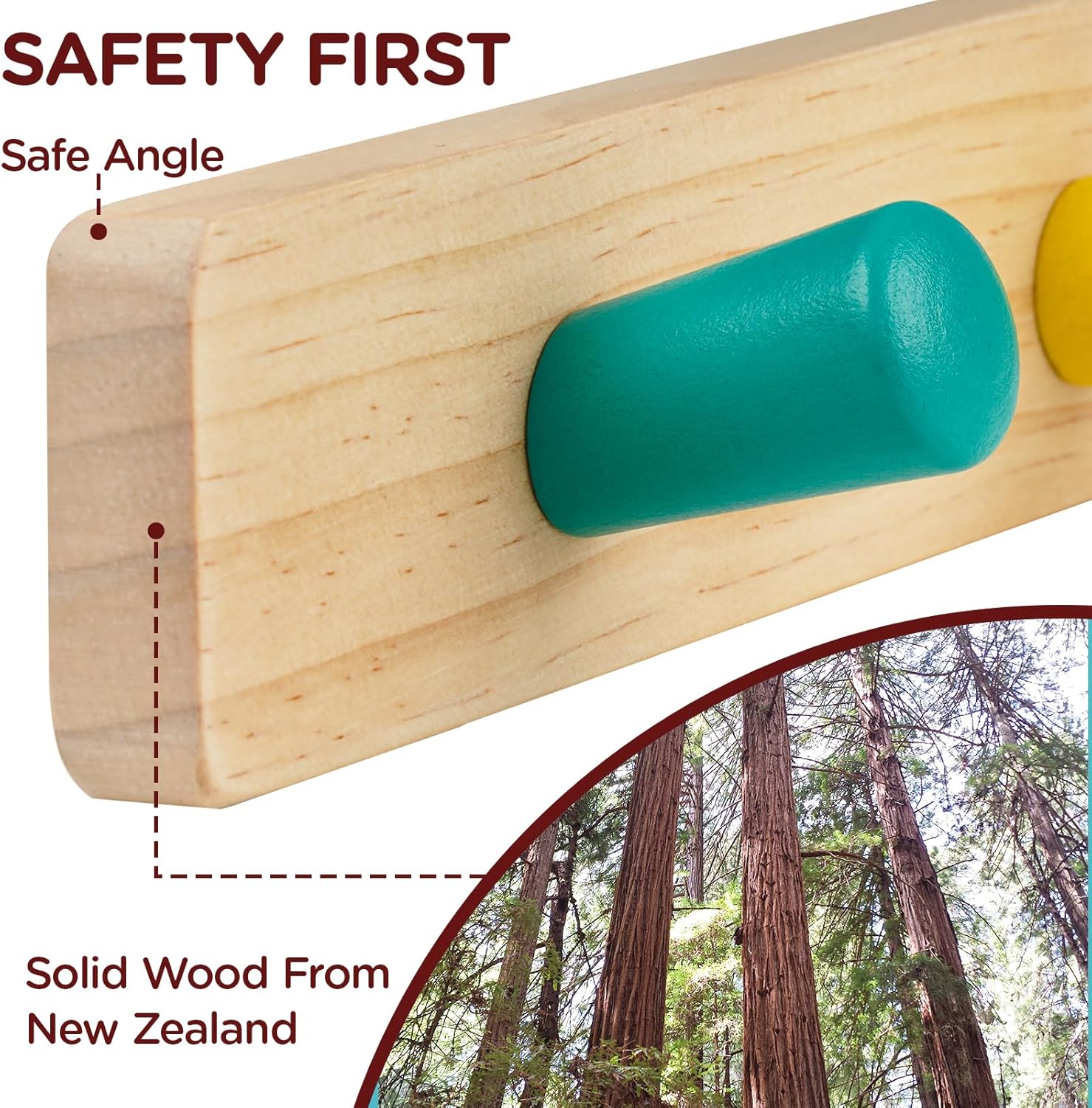 Monlurd Kids Solid Wood Coat Rack Wall Mount