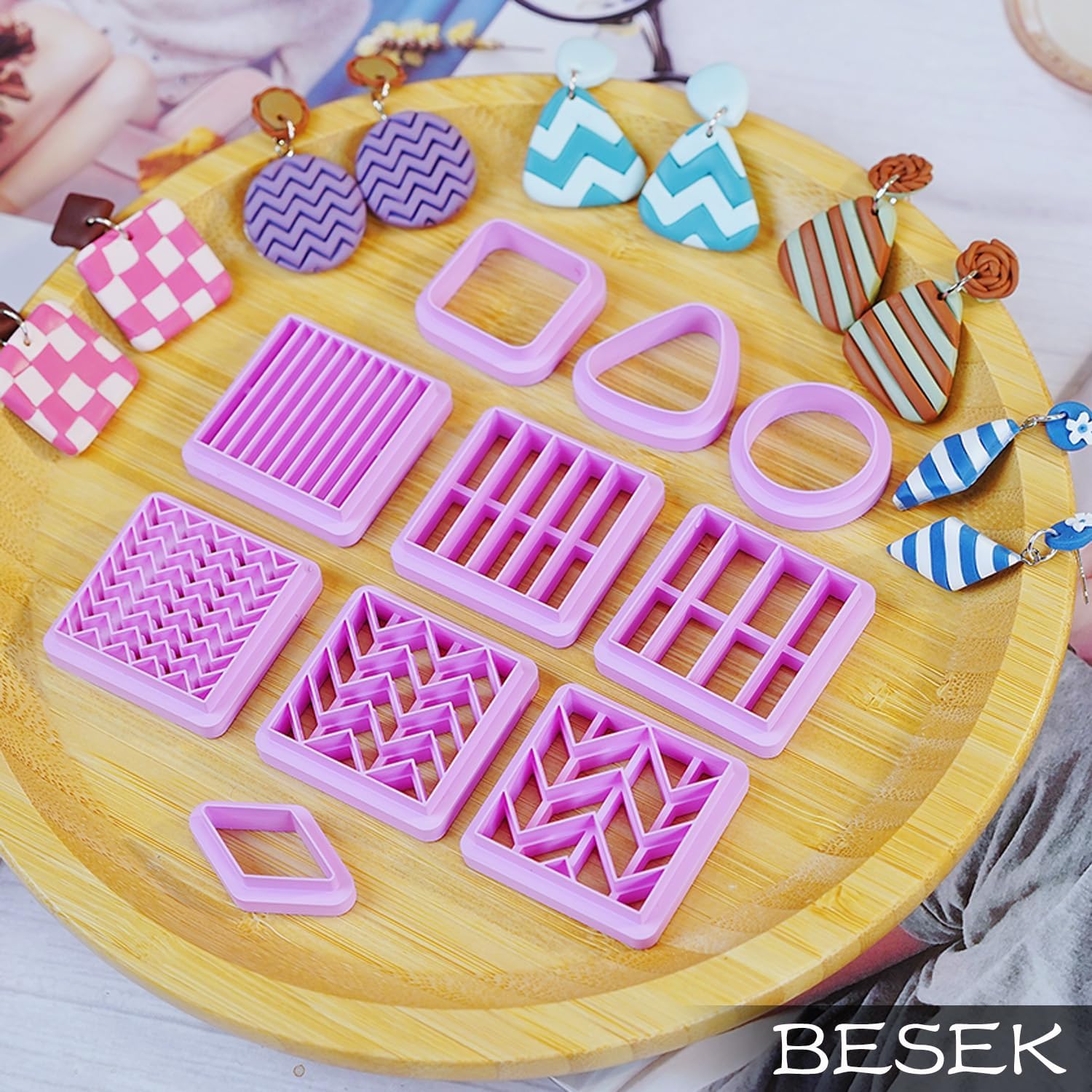BESEK 10 Pcs Square Polymer Clay Cutters for Jewelry