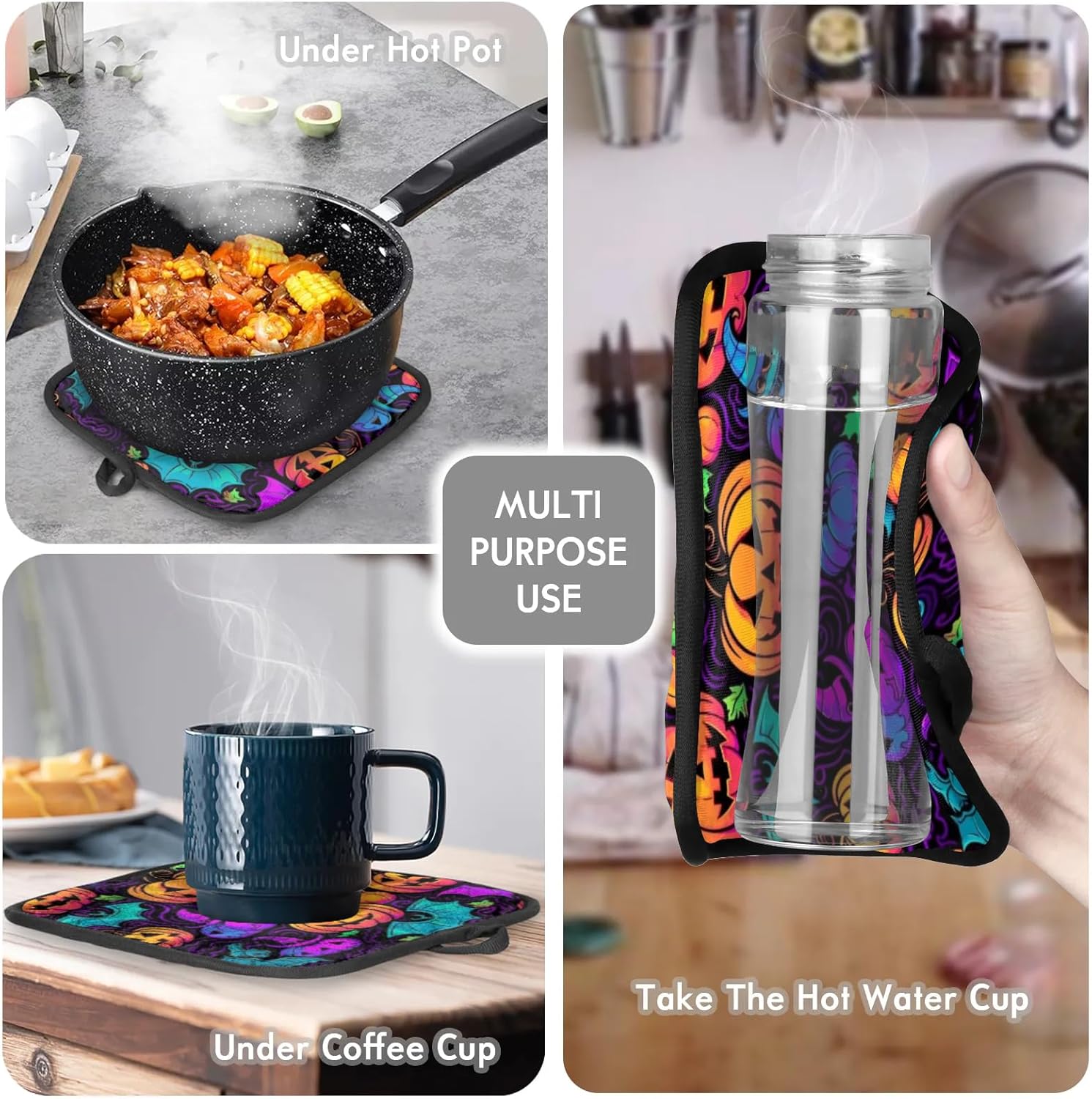 Aglebo Bat Pumpkins Oven Mitts and Pot Holders Set of 2