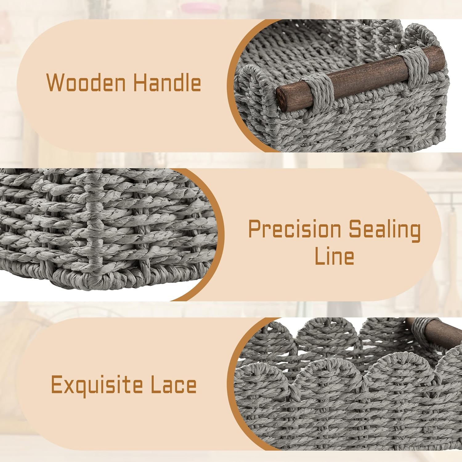 DUOER Wicker Storage Basket for Toilet Tank Top Gray