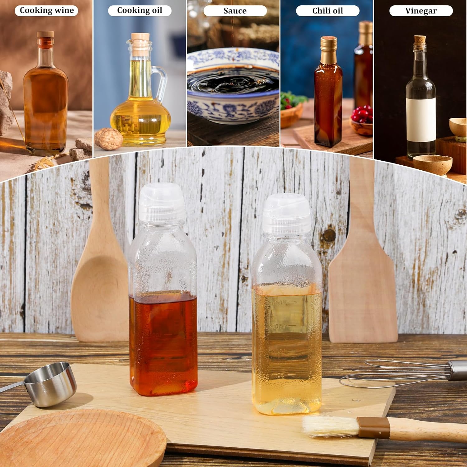 Mozeat Lens 10oz Condiment Squeeze Bottles 2 Pack