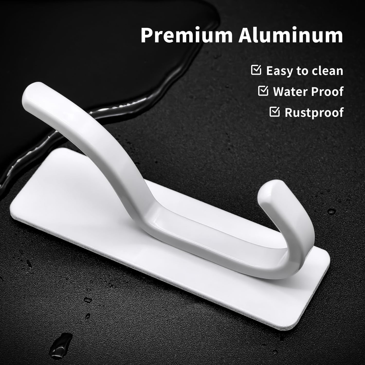 Matte White Curved Double Hooks - 4 Pack Self Adhesive Coating Hangers