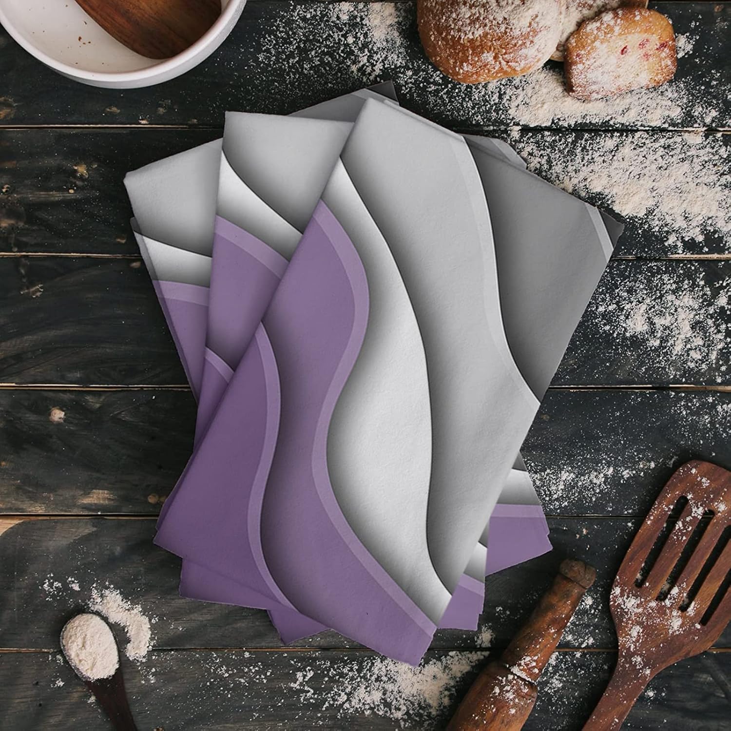 Falaniique 2PCS Ombre Purple Kitchen Towels