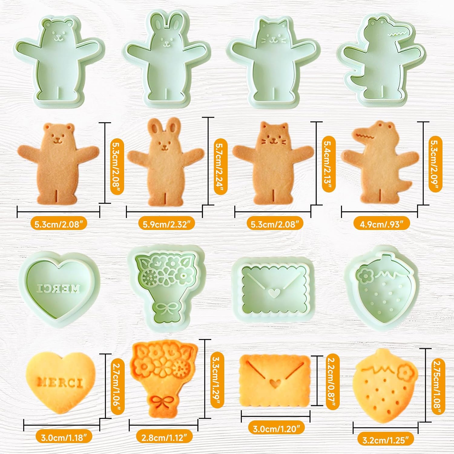 8 Pack Cuddly Huggy Animal Cookie Cutters Set