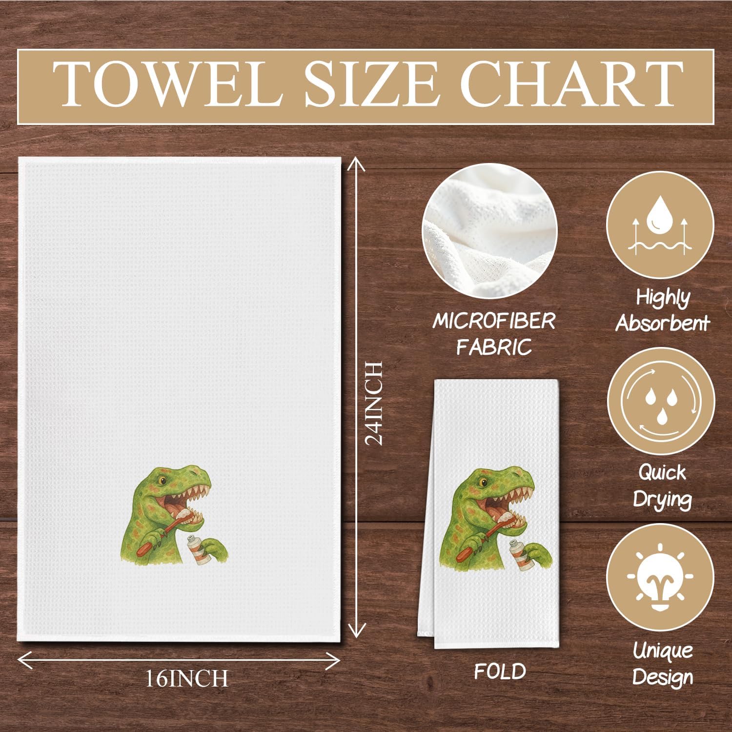 Funny Dinosaur Hand Towels for Kids 16x24 Inch