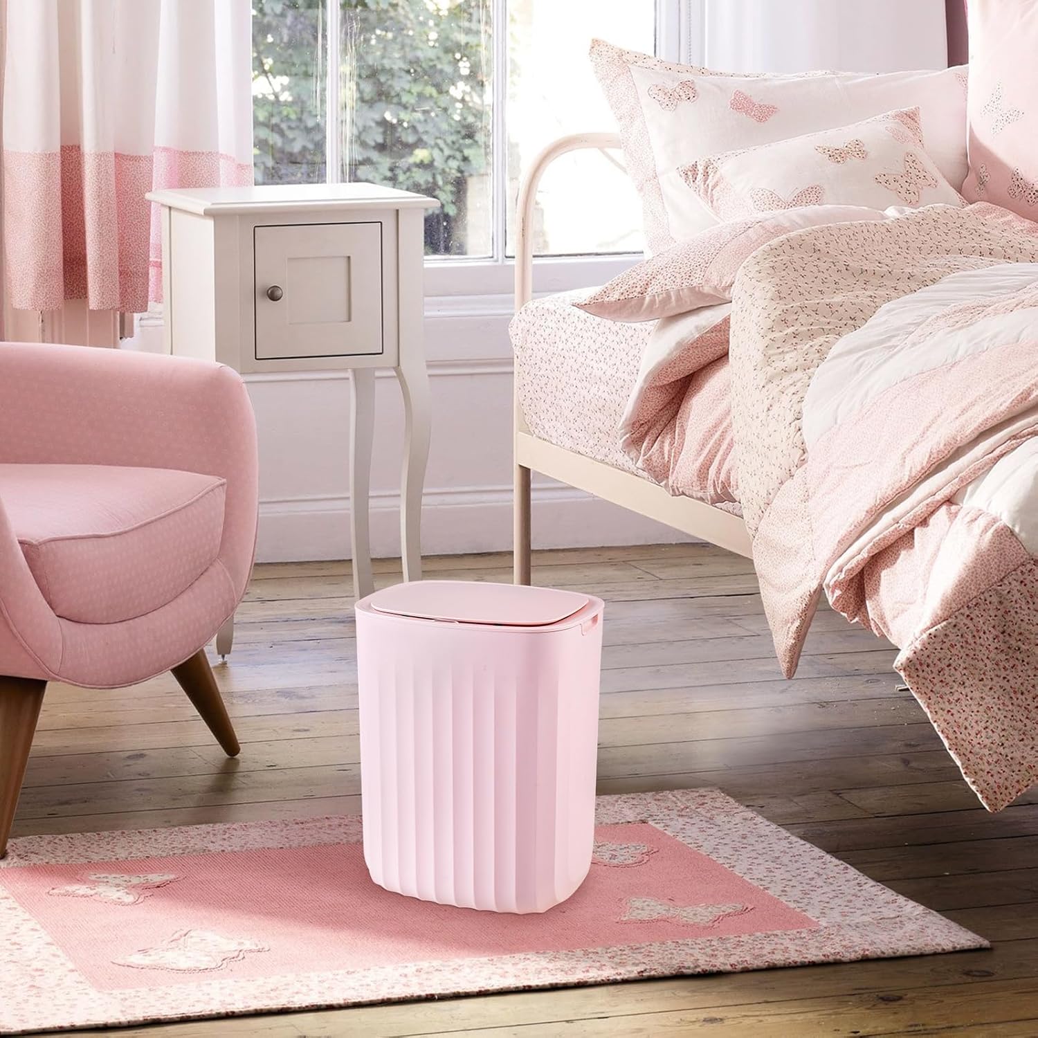 ELPHECO 35 Gallon Motion Sensor Trash Can with Lid Pink