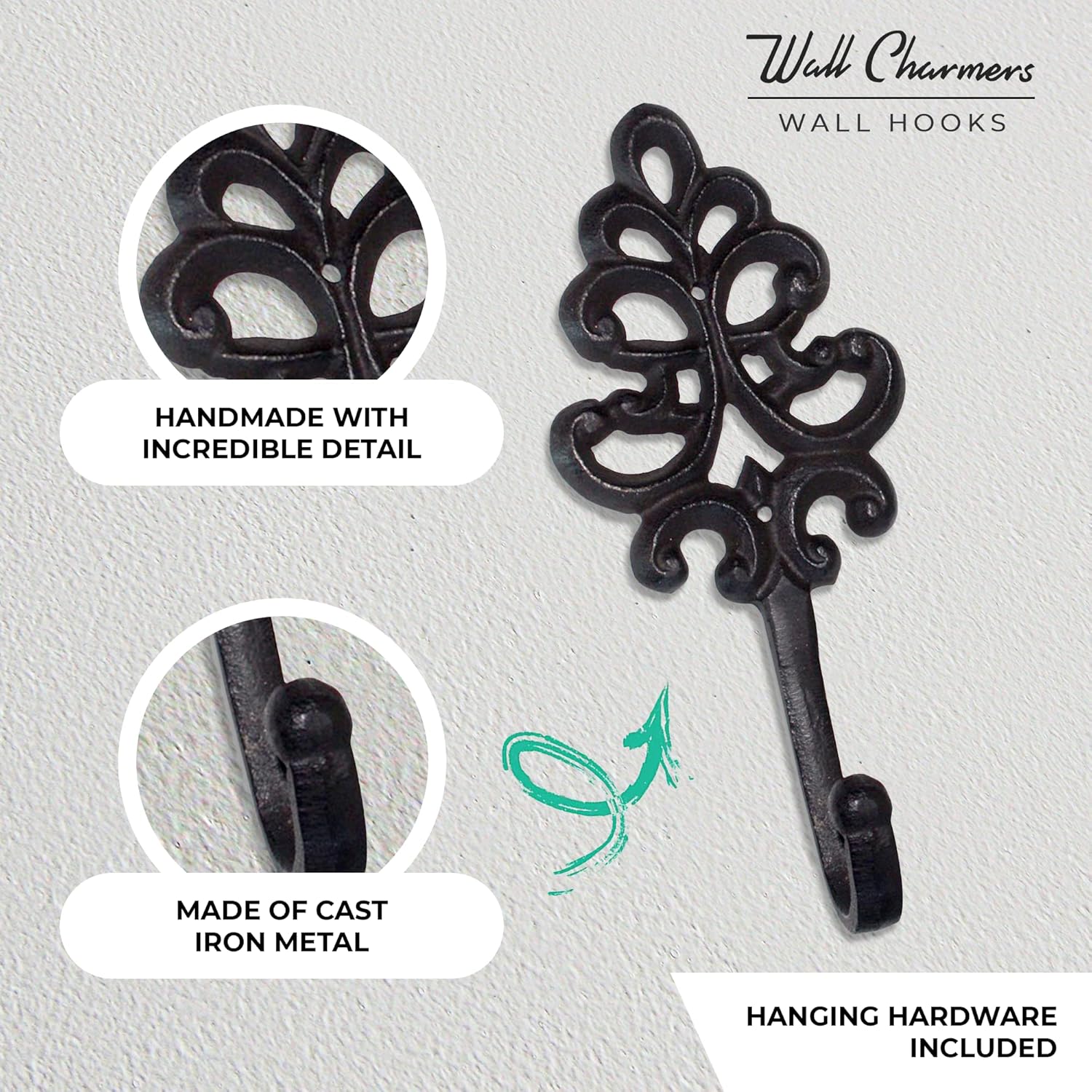 Wallcharmers Set of 3 Rustic Wall Hooks 8 Inch