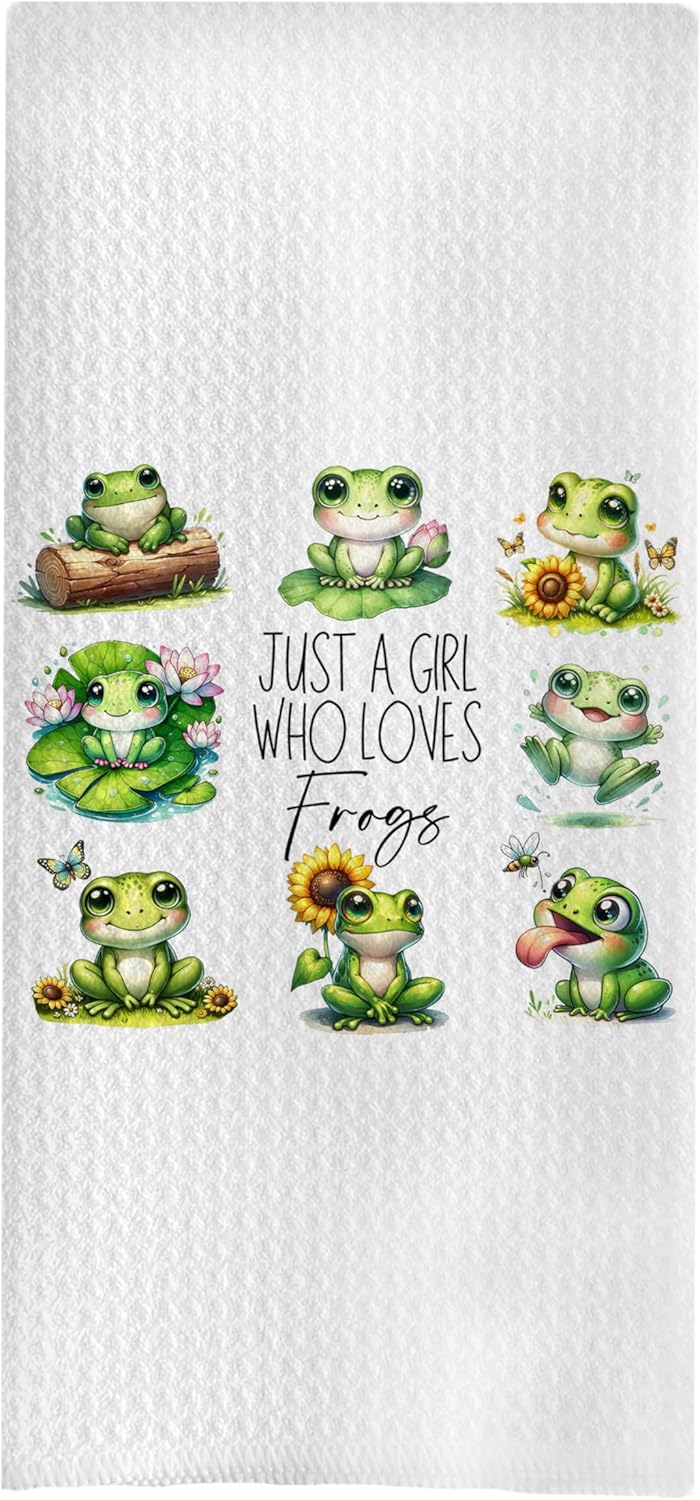 Frog Gifts Decorative Waffle Dish Towels 16x24 Inch