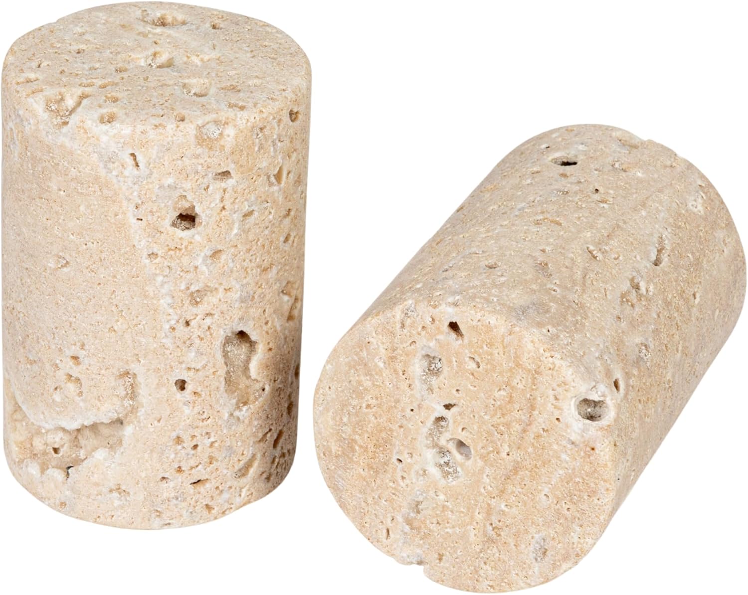 Creative Co-Op Natural Round Travertine Salt Pepper Shakers Set of 2 Small