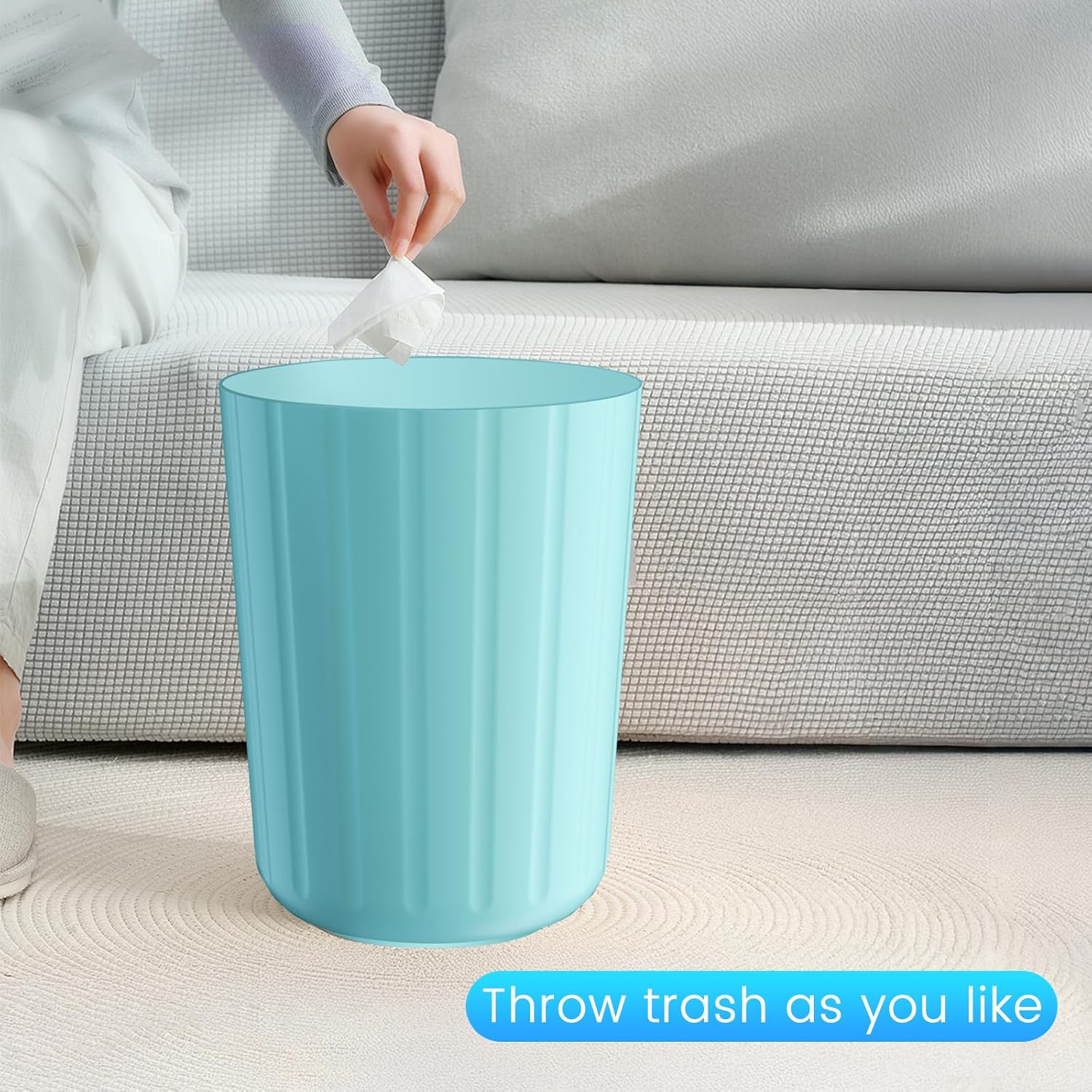2Pack 5 Gallon Blue Trash Can Durable Easy to Clean