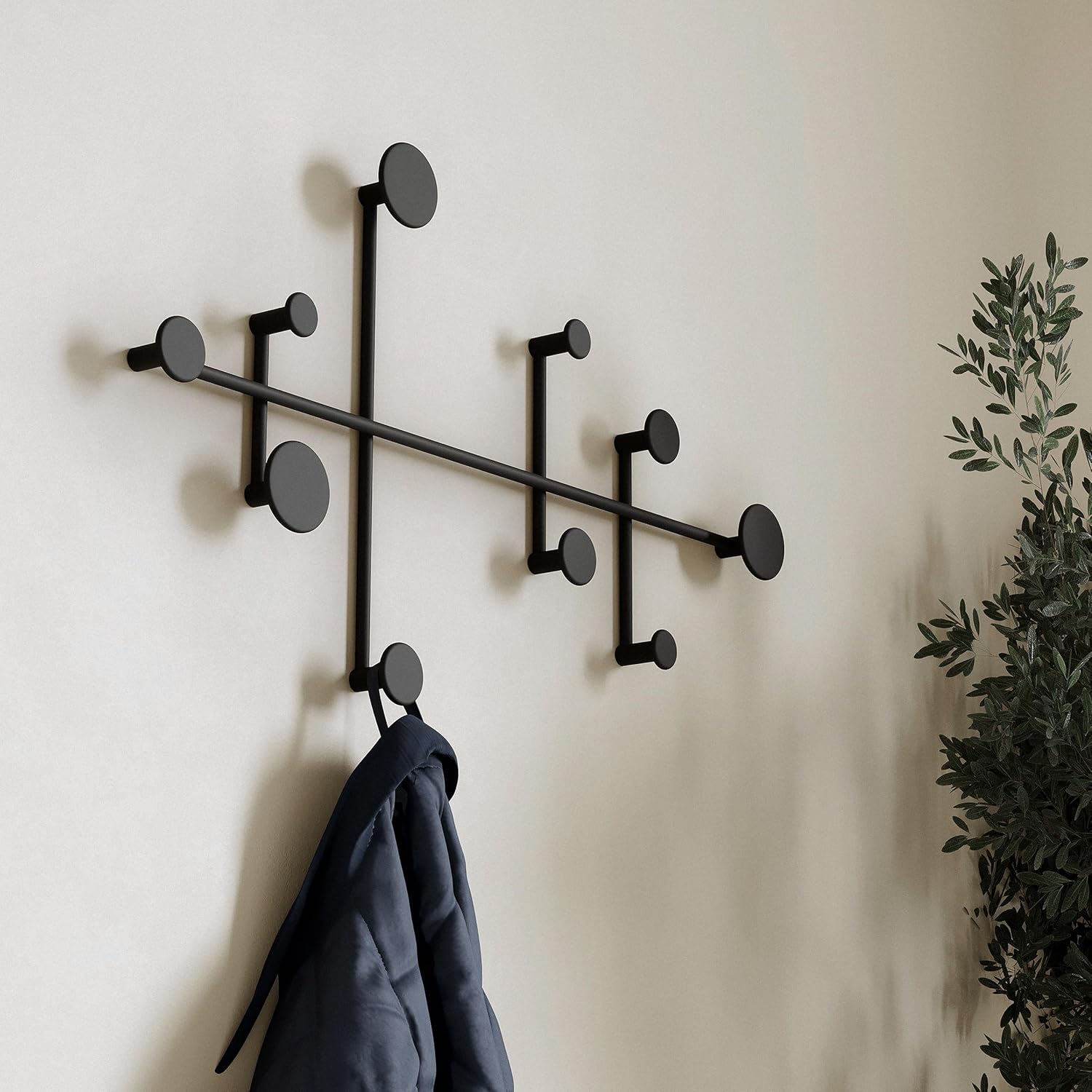 Sval Wall Wardrobe Modern Black Metal Coat Hook Set