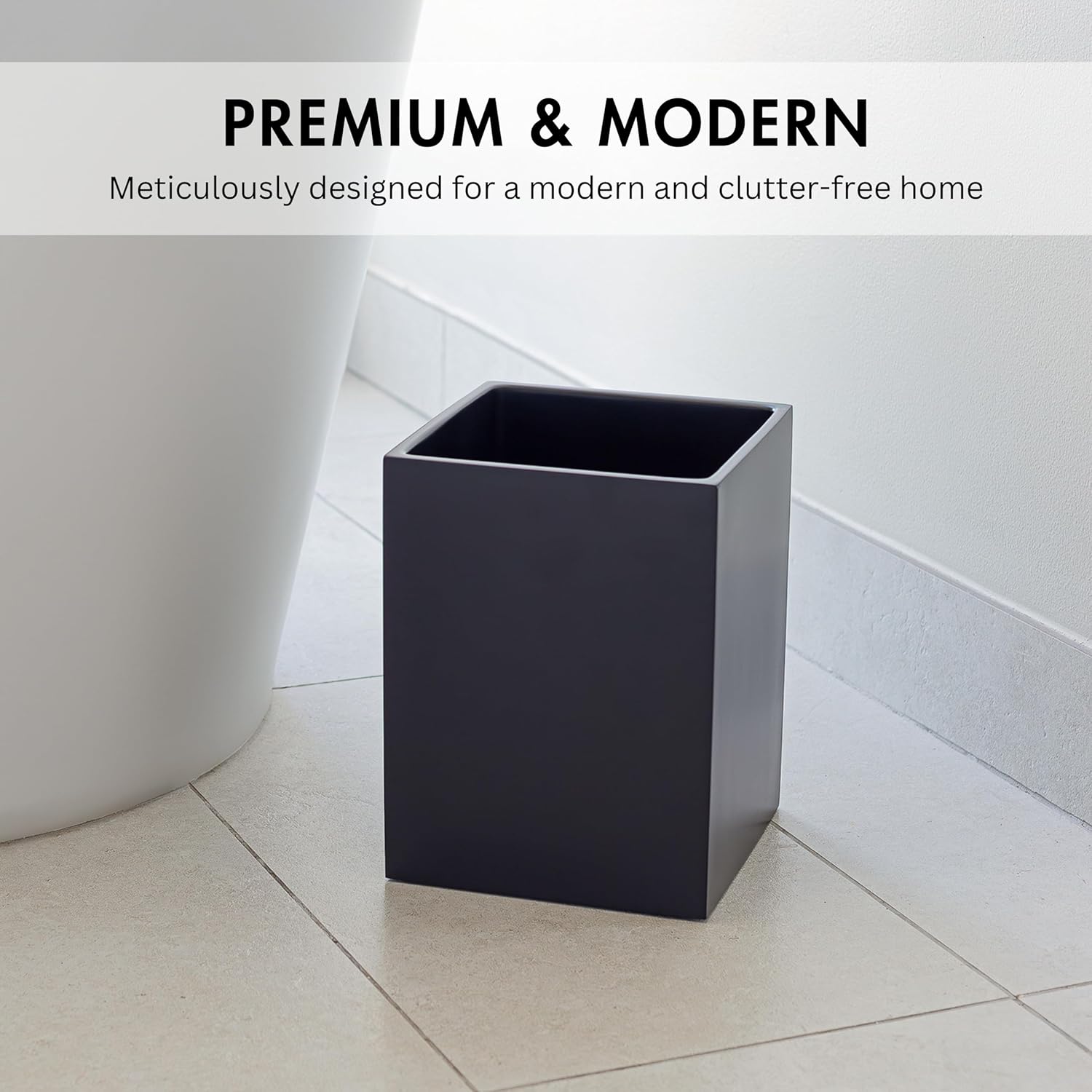 Matte Black Square Trash Can 2 Gallons 75L