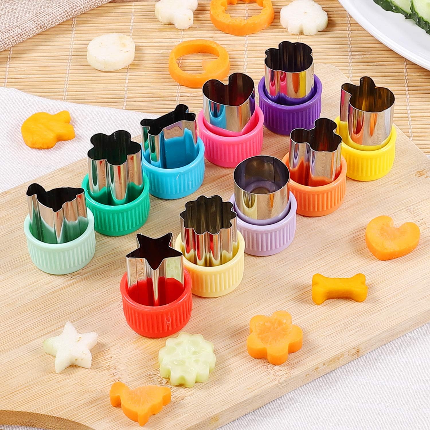 12 Piece Mini Cookie Cutters with Vegetable Cutter Shapes Set