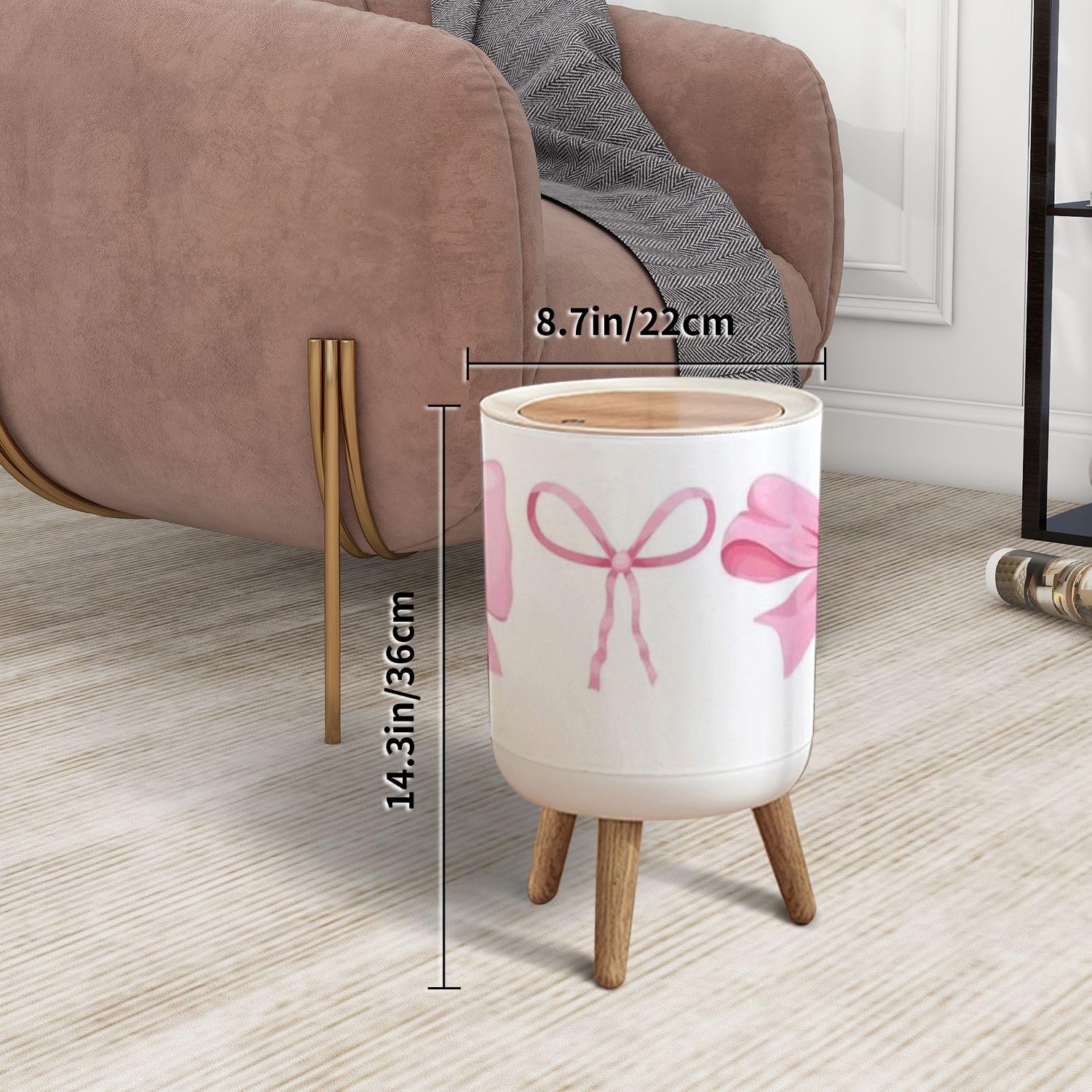 Pink Bow Trash Can with Y2K Aesthetic Design