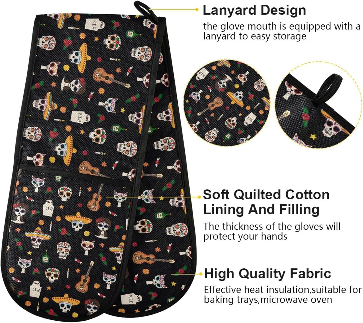 Doterii Double Oven Mitts Halloween Skull Design
