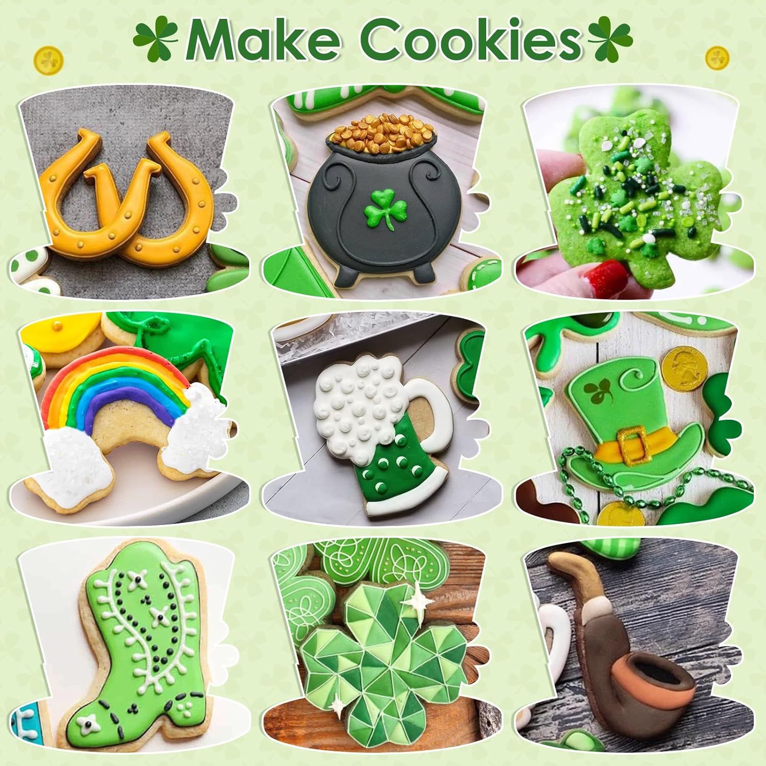 LifeisLuck 15Pcs St Patricks Cookie Cutters Set