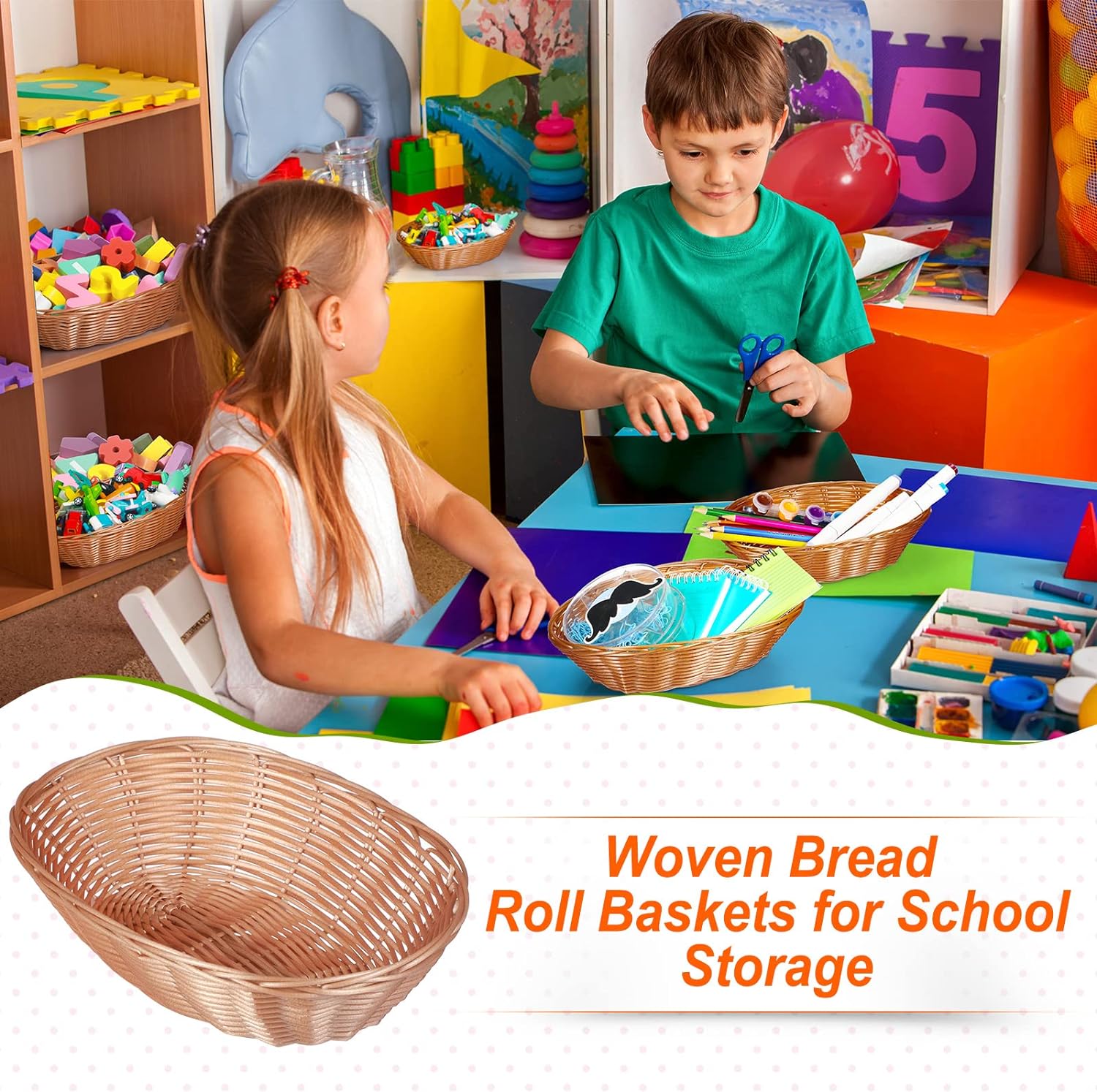 36 Piece Plastic Wicker Bread Serving Basket Set