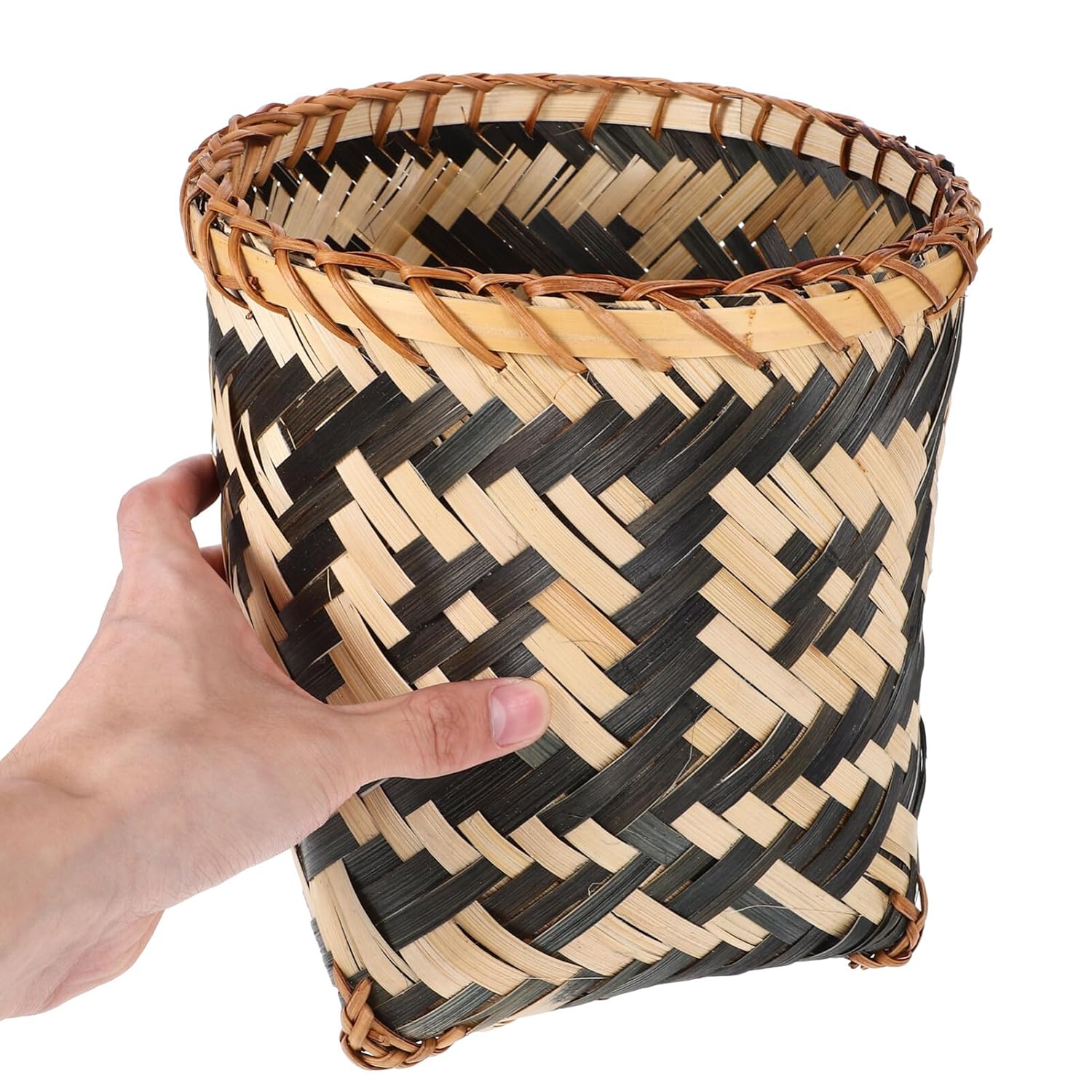 MAGICLULU 8 Inch Bamboo Wicker Trash Can Boho Decor